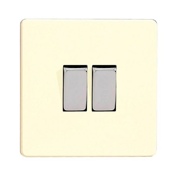 Varilight White 10A 2 way 2 gang Light Screwless Switch