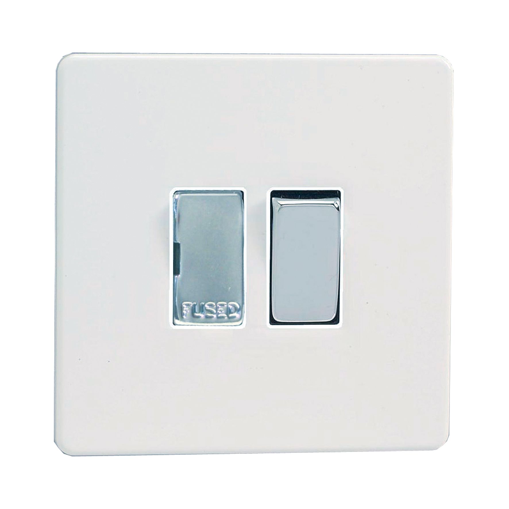 Varilight White 13A Flat profile Screwless Switched Fused connection unit