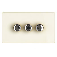 Varilight White Flat profile Double 2 way Screwless Dimmer switch
