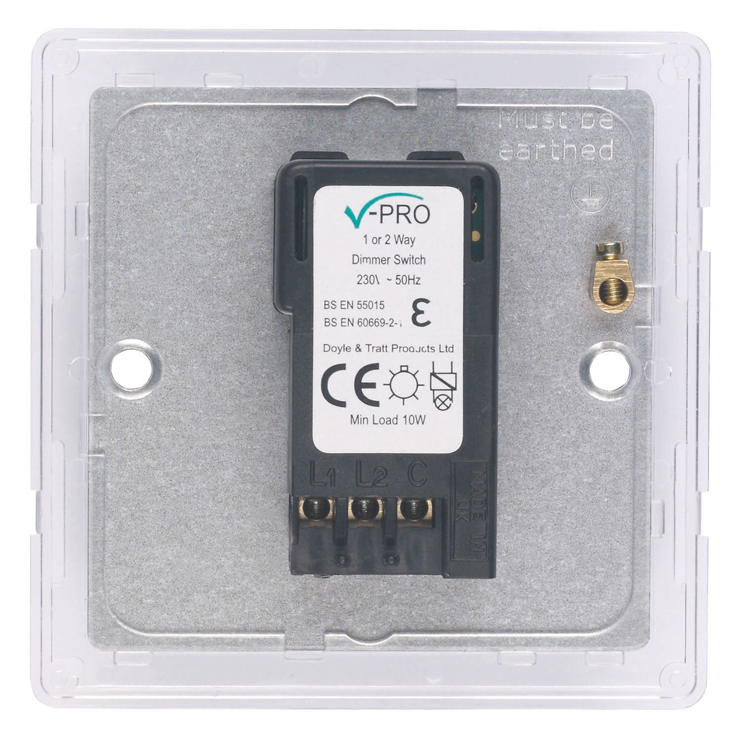 Varilight White profile Single 2 way Screwless Dimmer switch