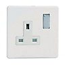 Varilight White Single 13A Screwless Switched Socket with White inserts