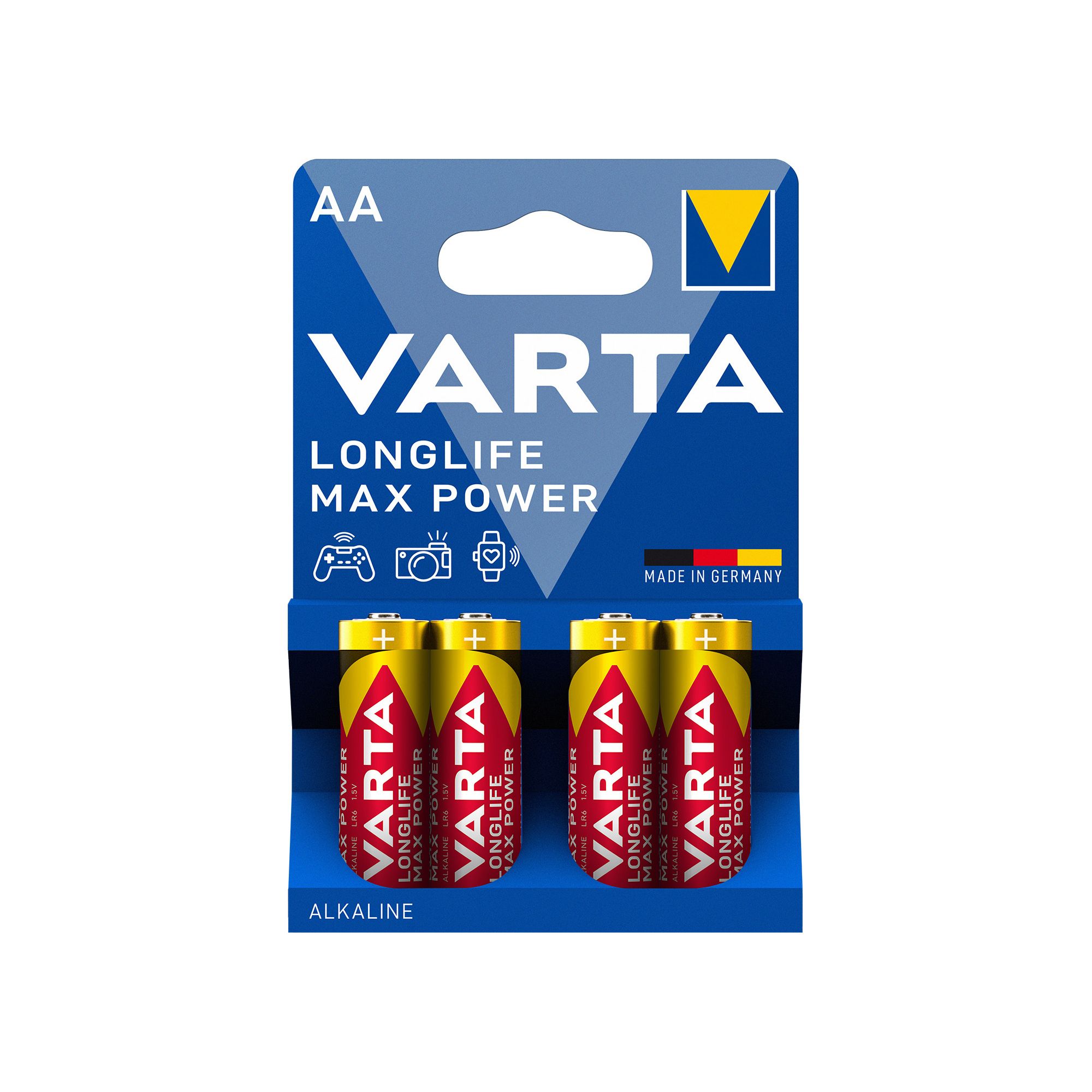 Varta Longlife Max Power 1.5V AA Battery, Pack of 4