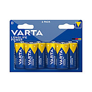 Varta Longlife Power Non-rechargeable D (LR20) Battery, Pack of 6