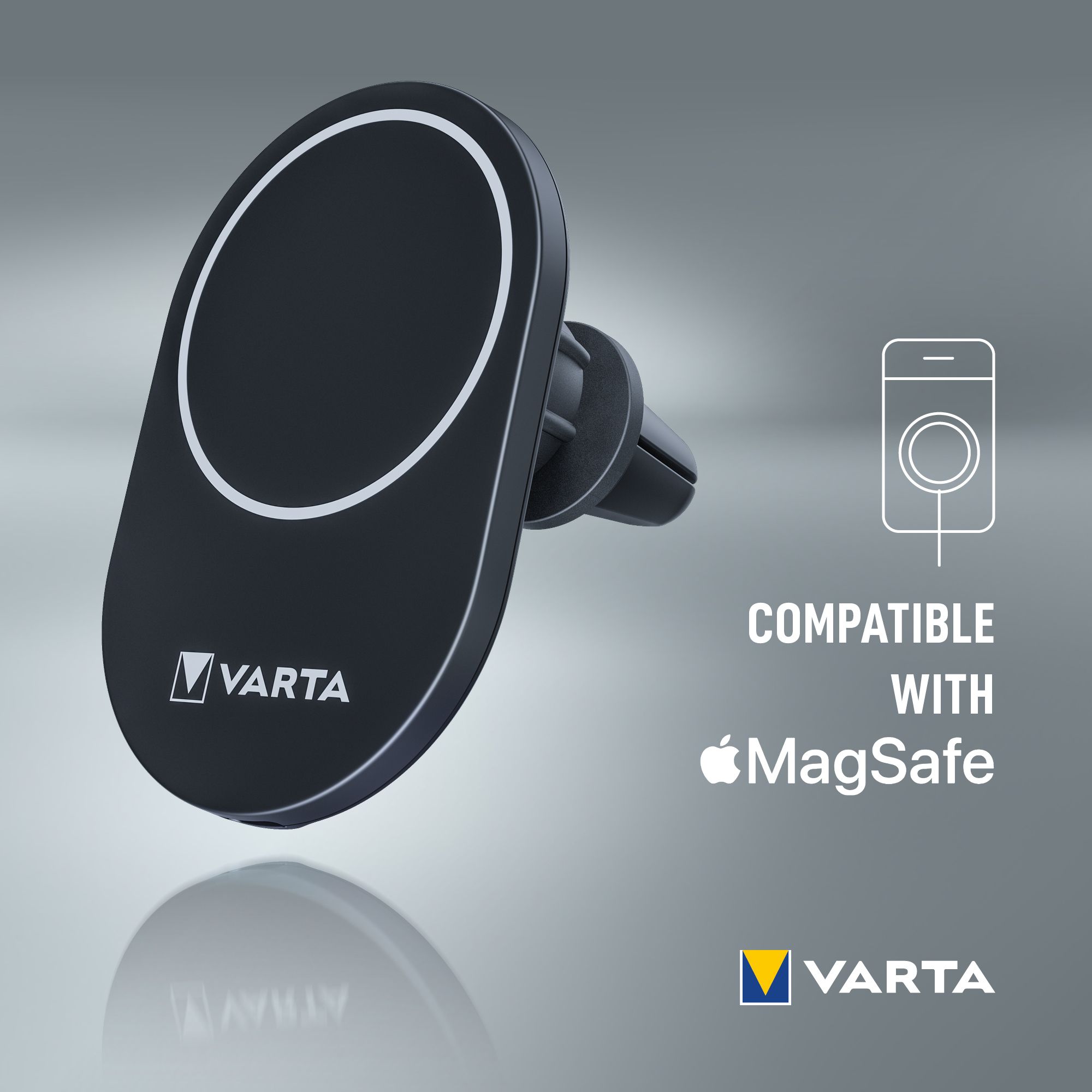 Varta Mag Pro Wireless 2A In-car charger for iOS & Android
