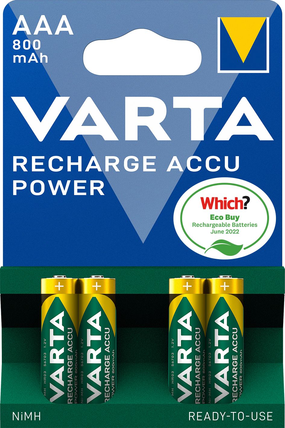 Piles rechargeables Varta AAA - 800mAh - 4 pièces