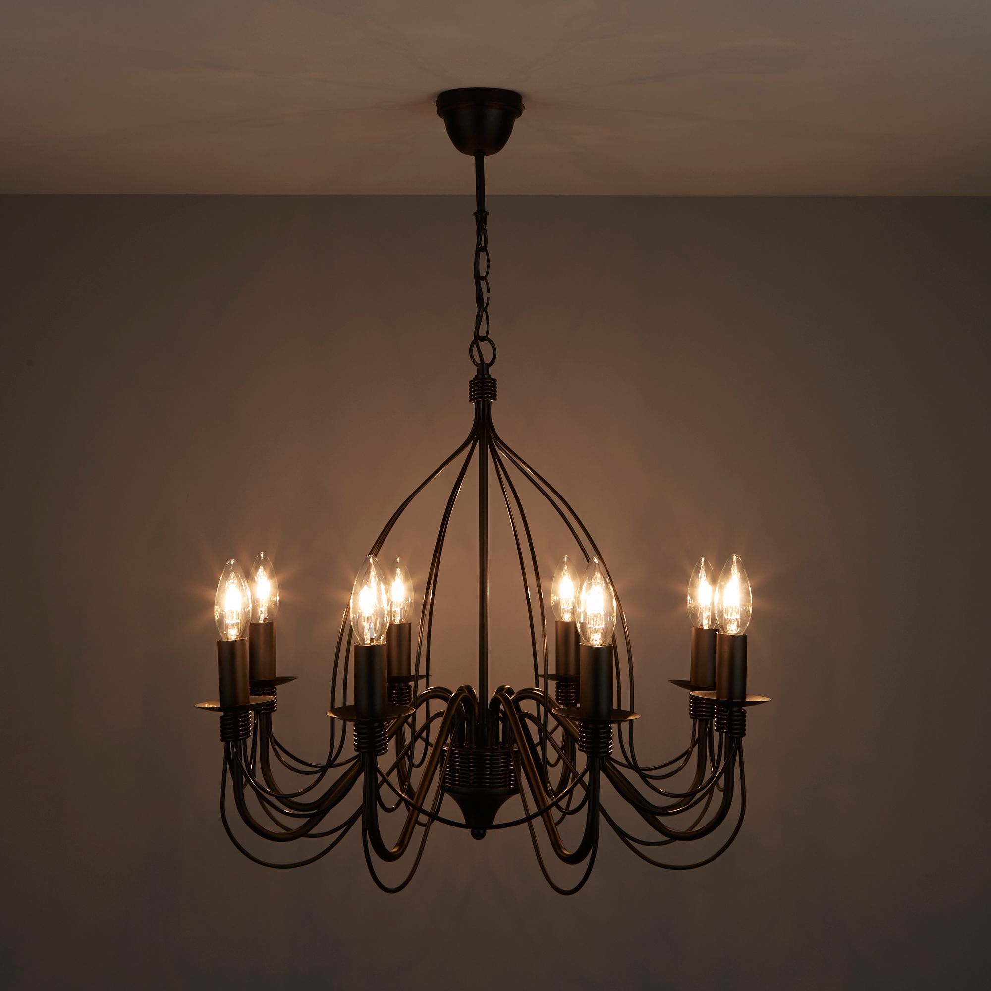 Vas Chandelier Matt Metal Black 8 Lamp Ceiling light