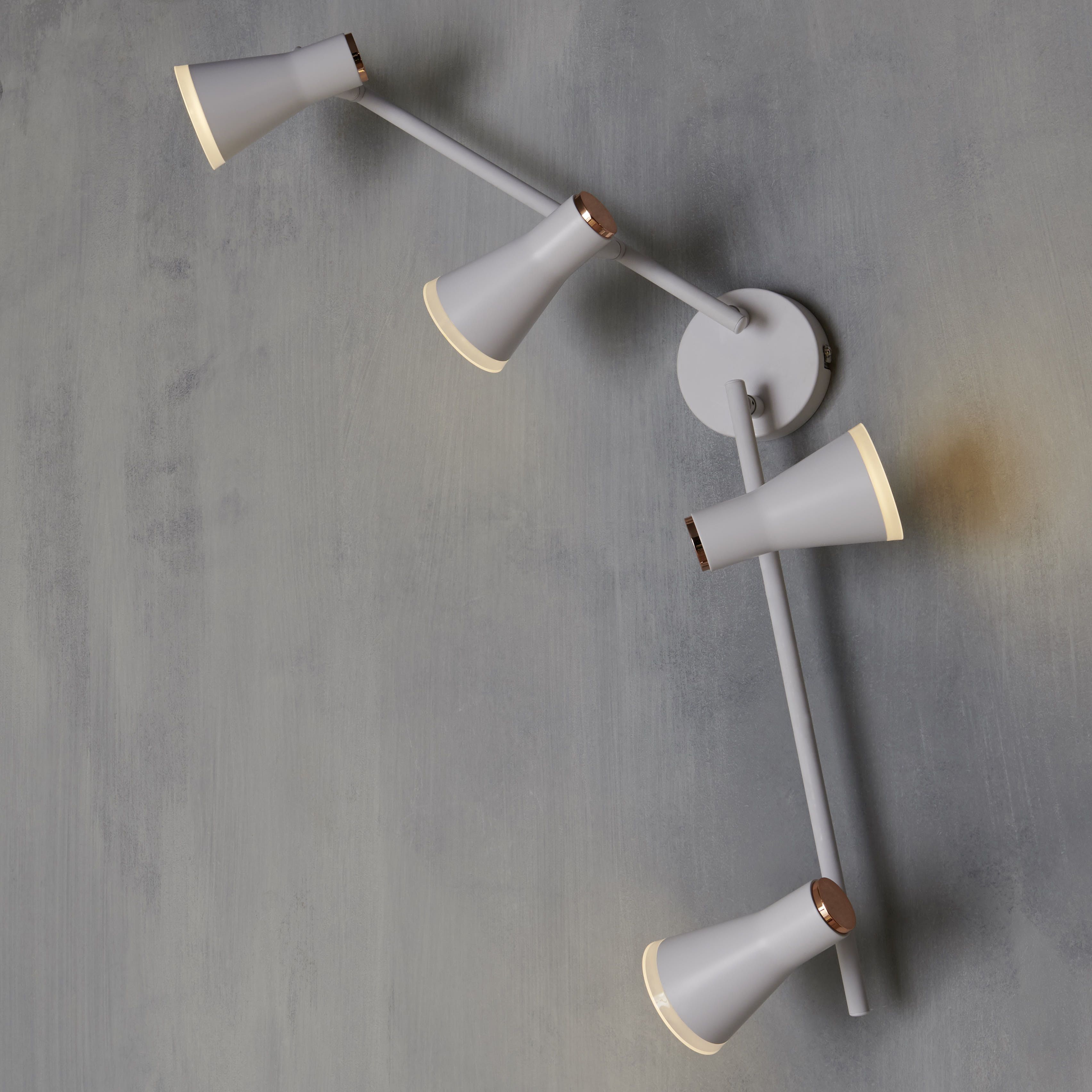 Vaughan Modern Satin White Gold effect 4 Light Spotlight