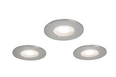 Veezio Silver Chrome effect Non-adjustable LED RGB & warm white Downlight 7W IP65 of 3