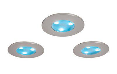 Veezio Silver Chrome effect Non-adjustable LED RGB & warm white Downlight 7W IP65 of 3