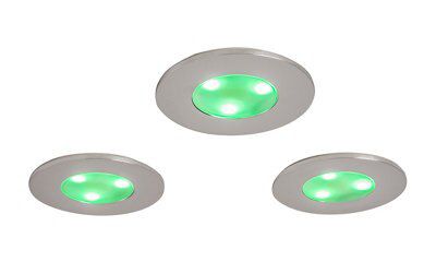 Veezio Silver Chrome effect Non-adjustable LED RGB & warm white Downlight 7W IP65 of 3