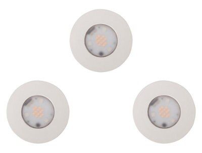 Veezio White Non-adjustable LED RGB & warm white Downlight 7W IP65, Pack of 3