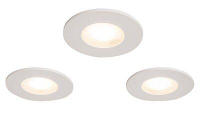 Veezio White Non-adjustable LED RGB & warm white Downlight 7W IP65, Pack of 3