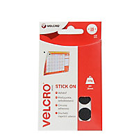 Velcro brand Black Hook & loop Stick-on coins (L)0.02m (W)16mm, Pack of 16