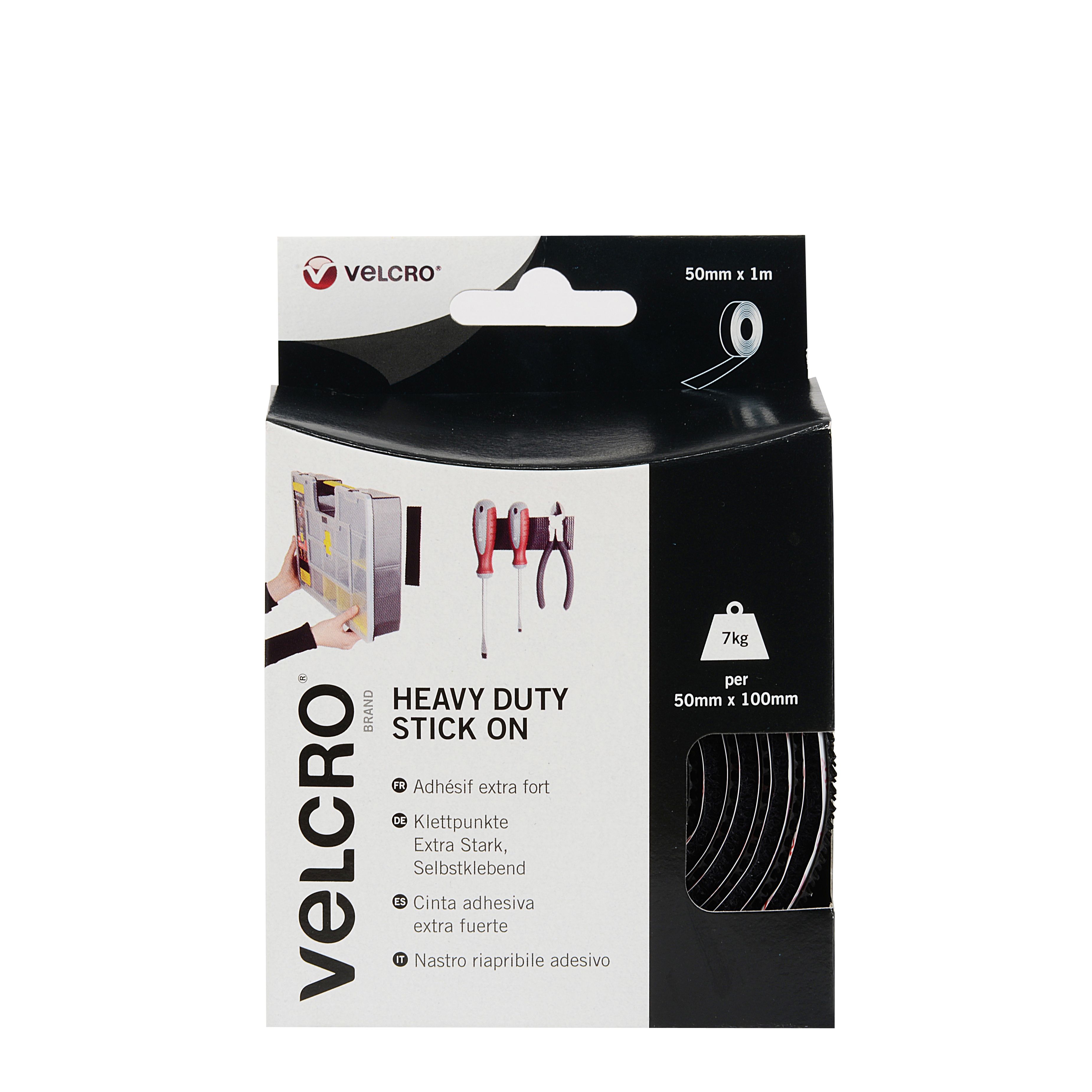 Velcro brand Black Hook loop Tape L 1m W 50mm
