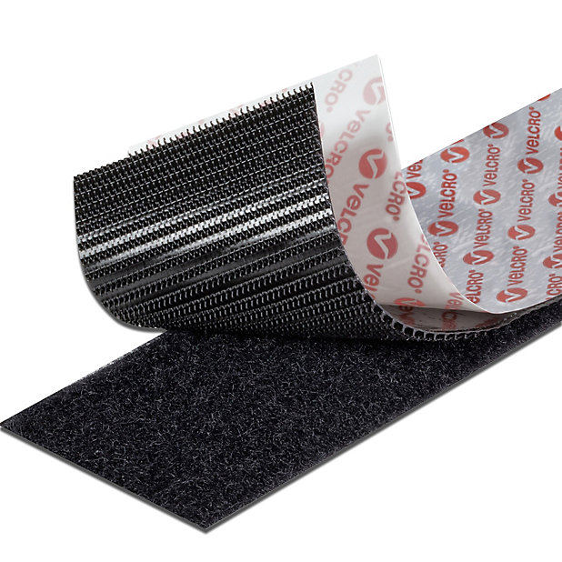VELCRO® Brand 50mm Sew on Tape Black  5m Hook & 5m Loop tape for Fabric 