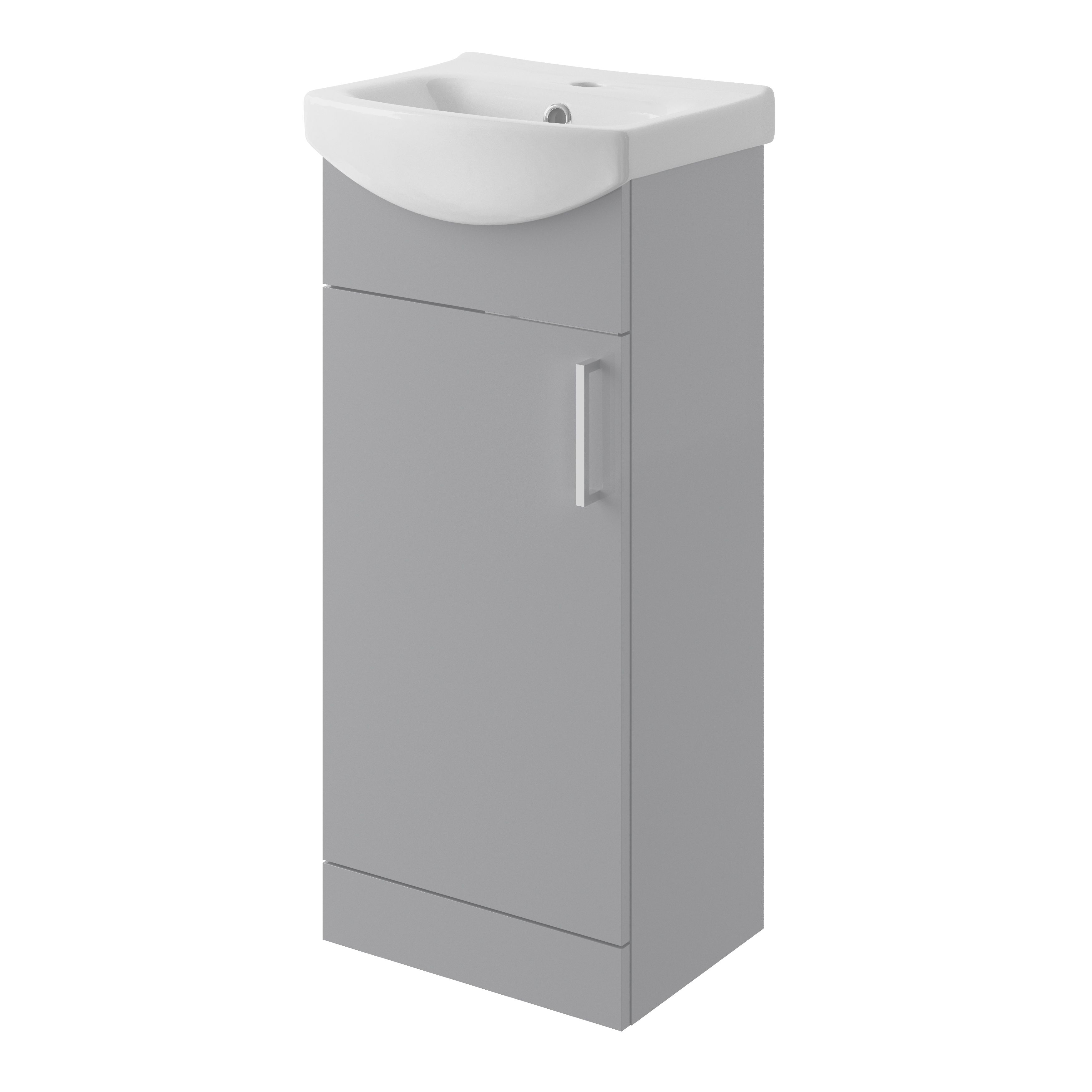 Veleka Gloss Grey Freestanding Cloakroom vanity unit & basin set