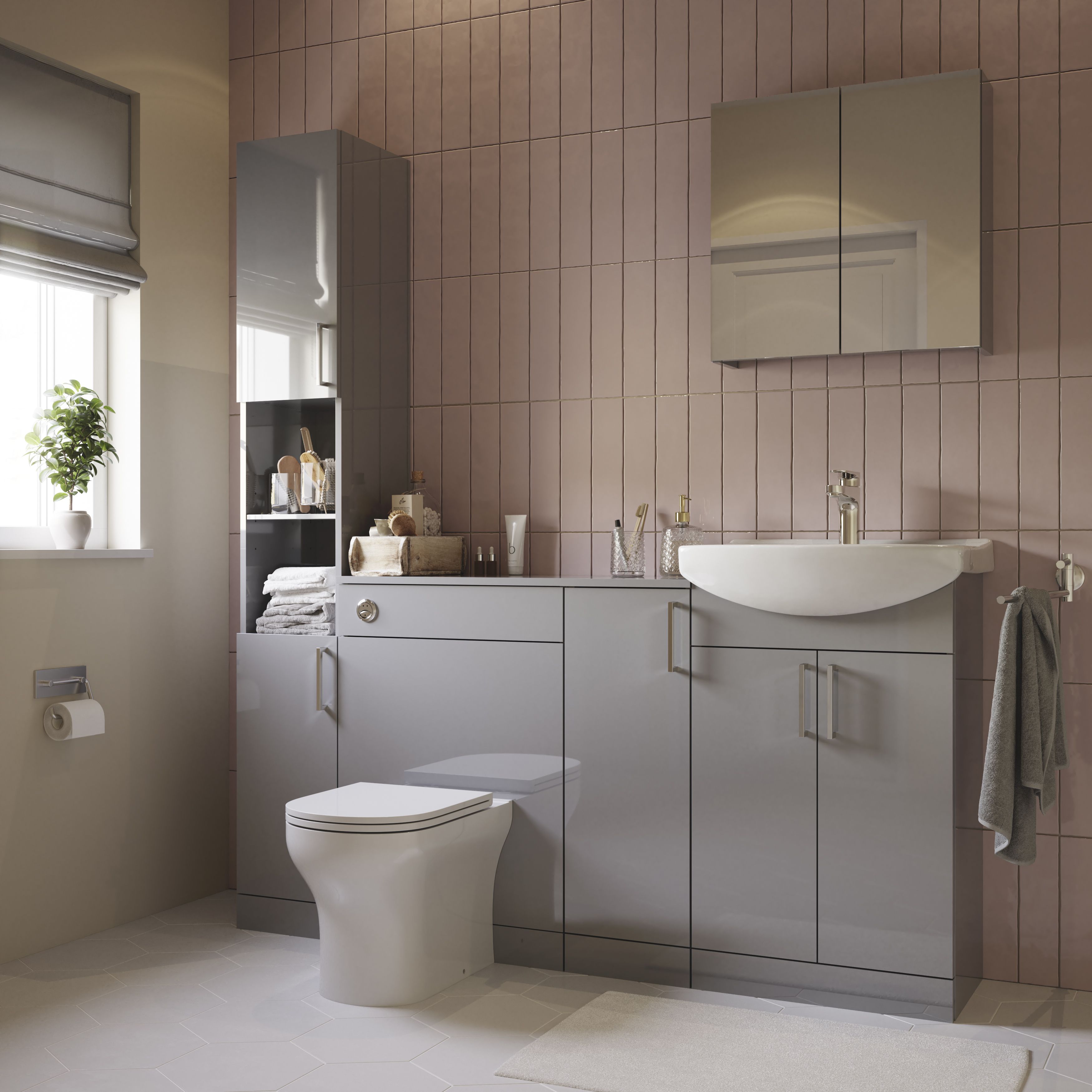 Veleka Gloss Grey Vanity unit & basin set (W)550mm (H)900mm