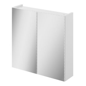 Veleka Gloss White Double Mirrored door Wall Cabinet (W)550mm (H)540mm