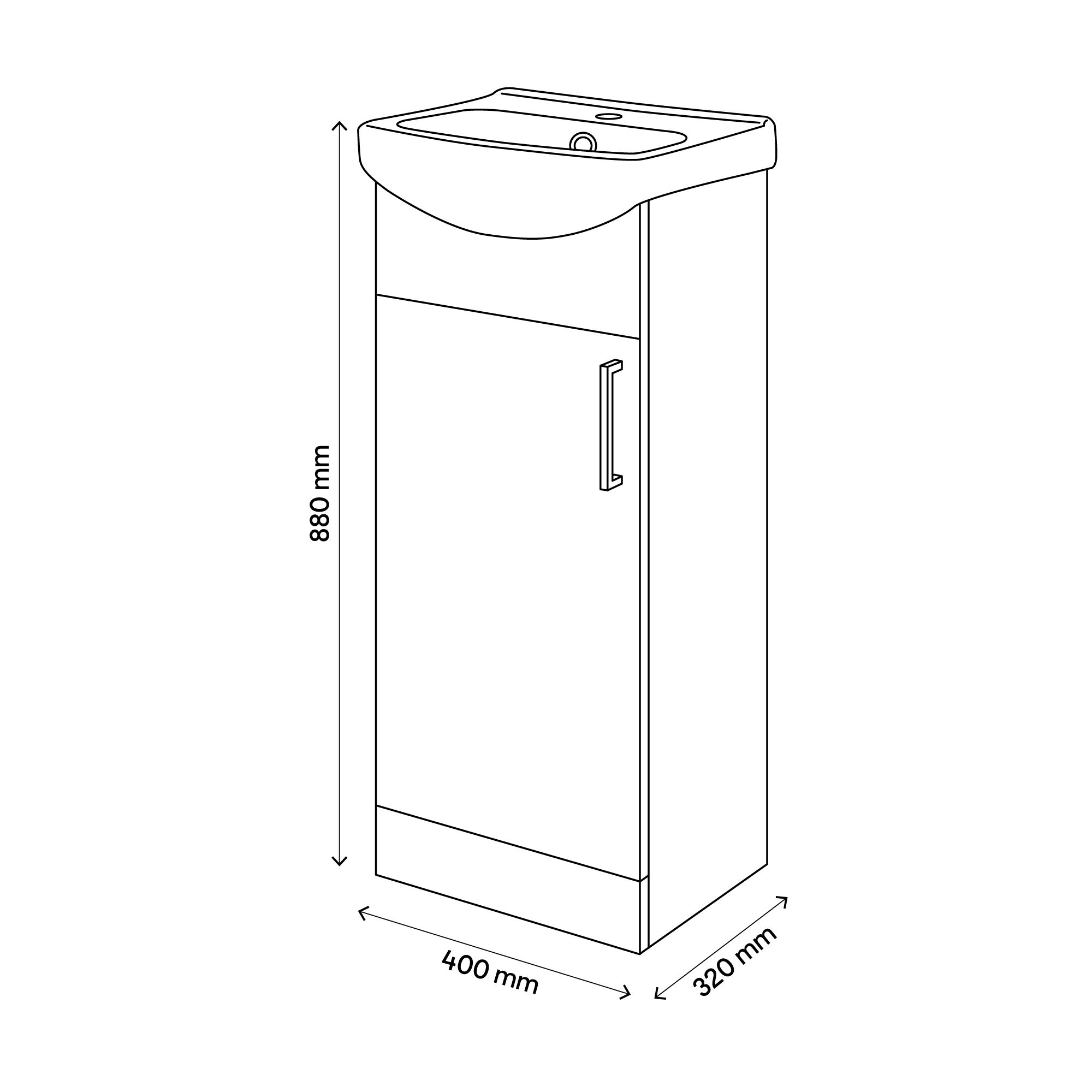 Veleka Gloss White Freestanding Cloakroom vanity unit & basin set (W)400mm (H)880mm