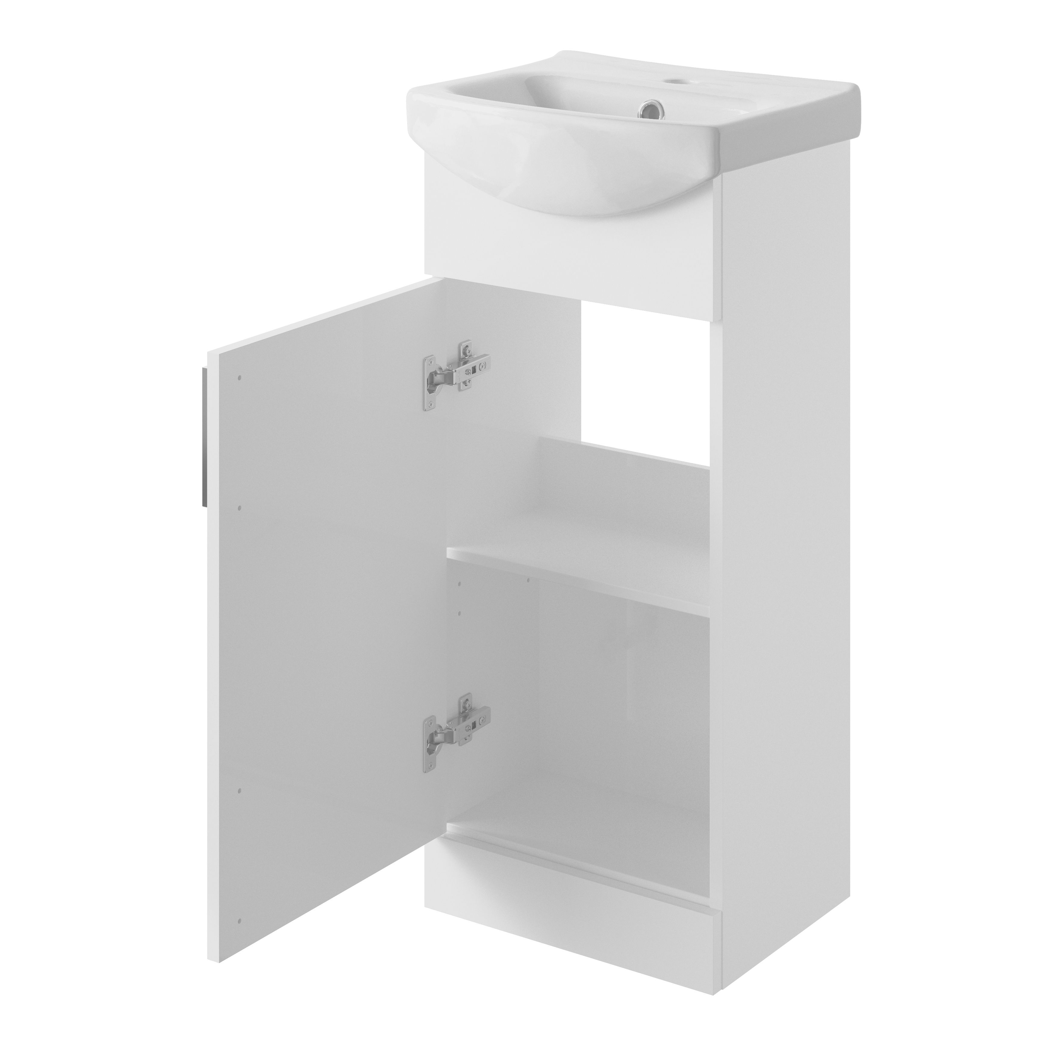 Veleka Gloss White Freestanding Cloakroom vanity unit & basin set (W)400mm (H)880mm