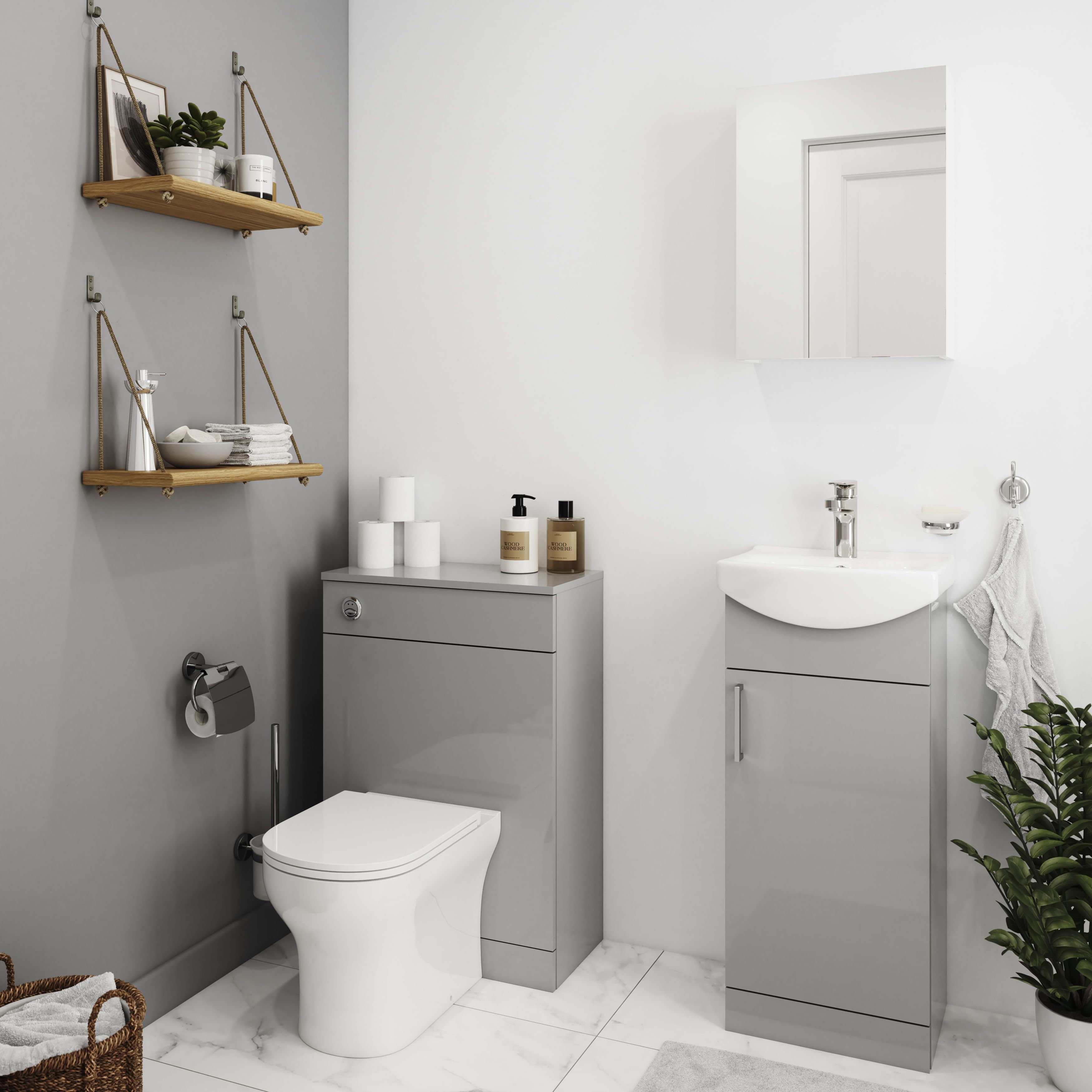 Veleka Gloss White Freestanding Toilet cabinet H 810mm W 552mm