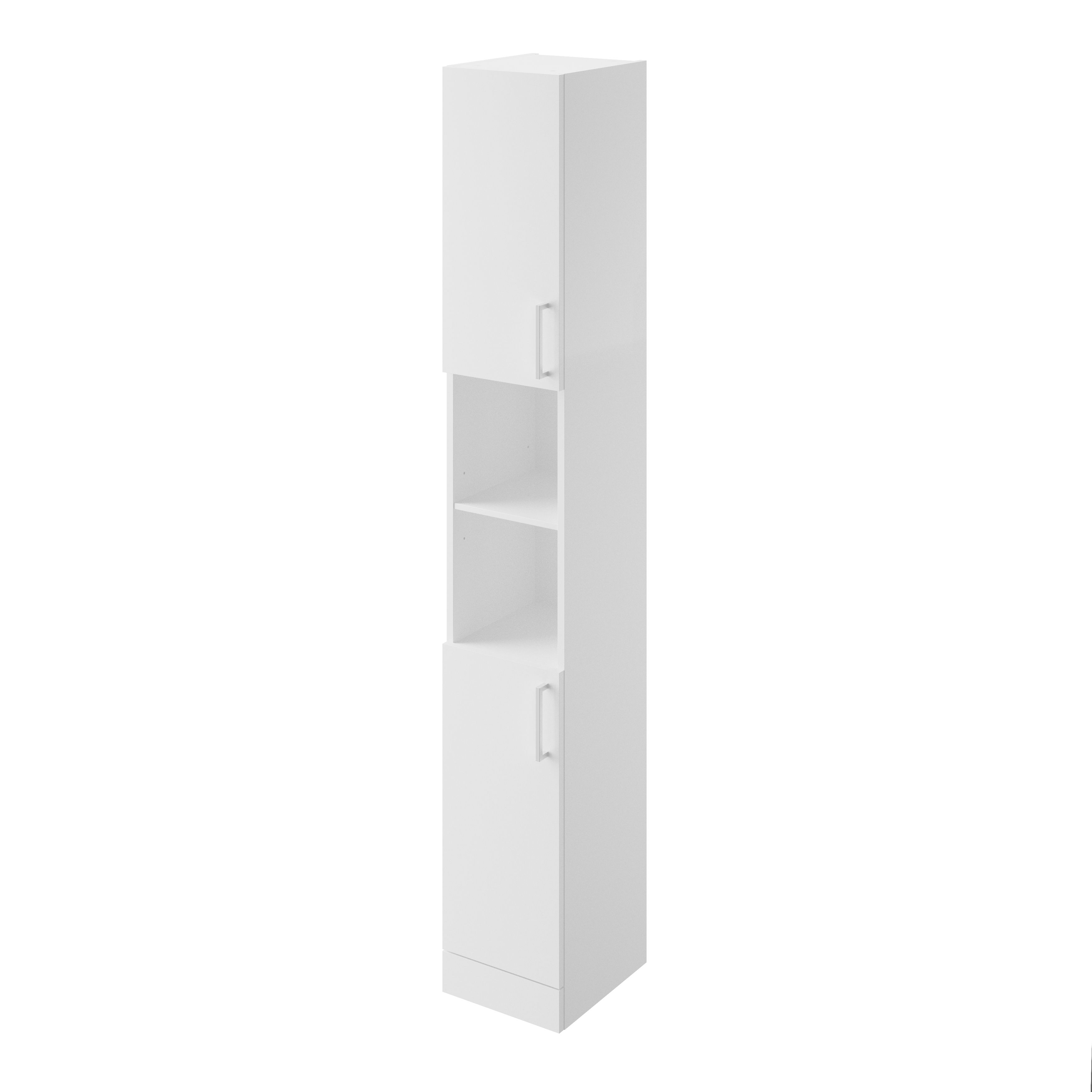 Veleka Gloss White Single Freestanding Bathroom Cabinet (H)180cm (W)27.5cm