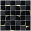 Venice Black Polished Gloss & matt Mirror effect Glass & marble 2x2 Mosaic tile, (L)300mm (W)300mm