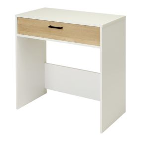 Slim white deals desk with drawers