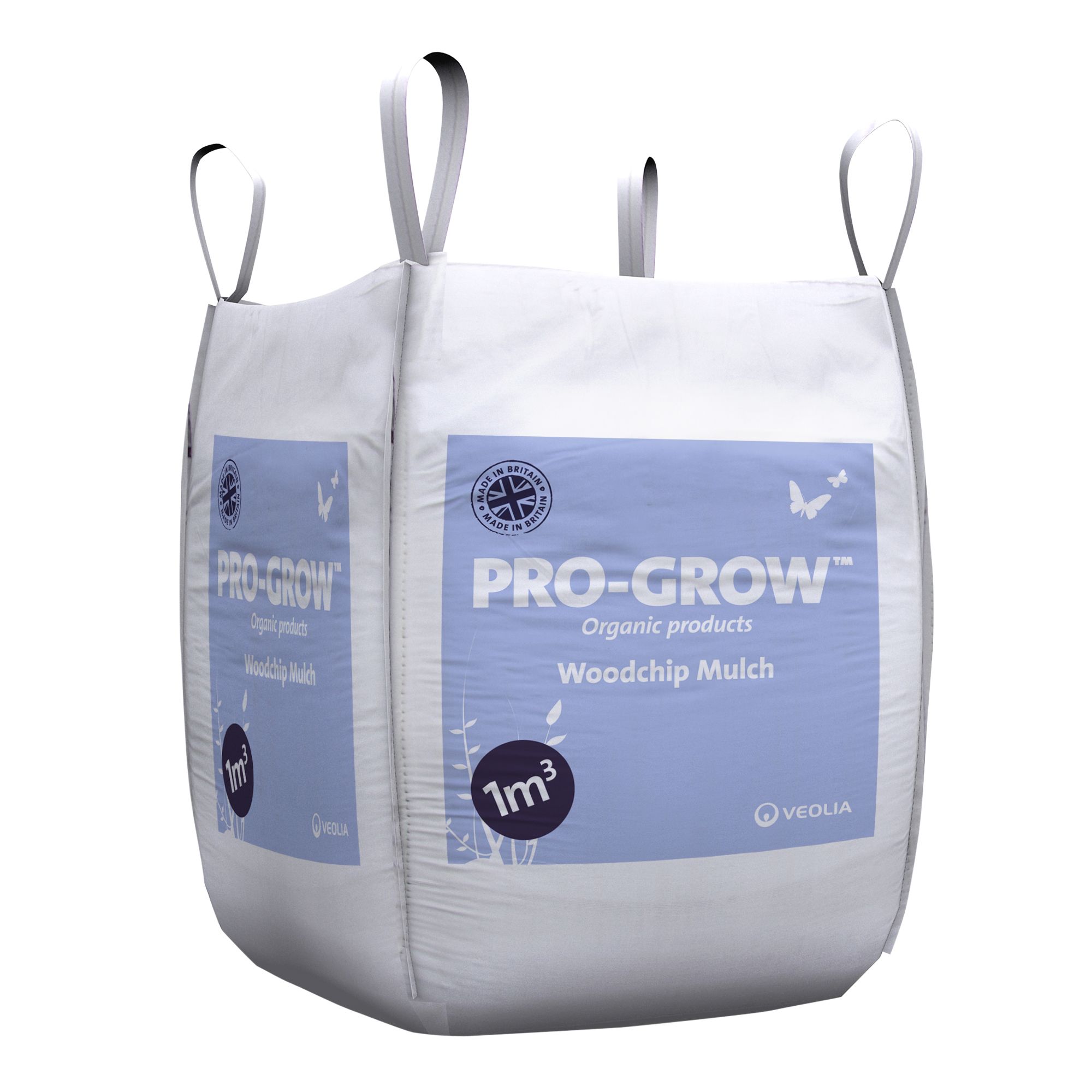Veolia Pro-Grow Light brown Woodchip mulch 1000L Bulk bag Pack