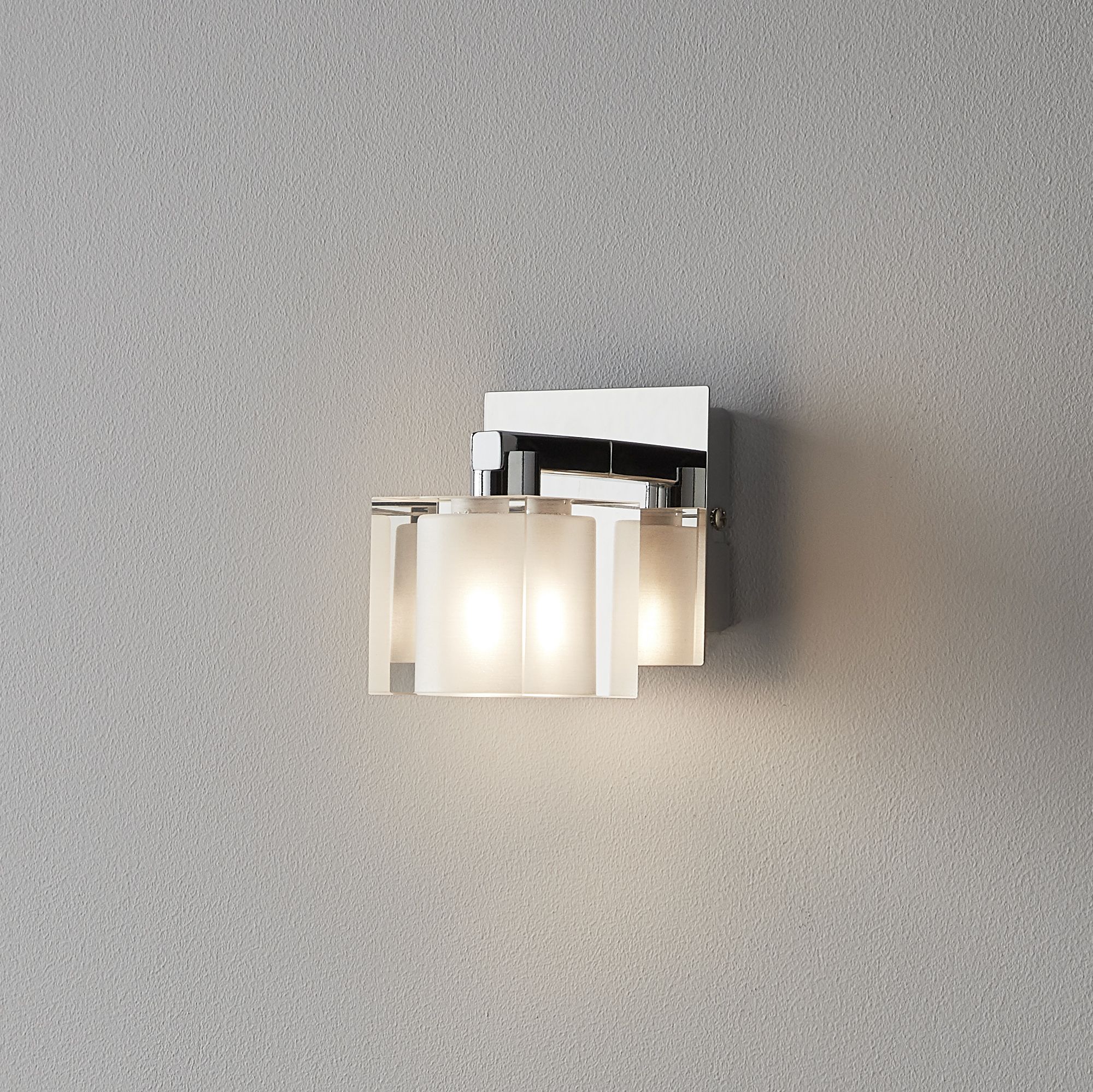 Vergam Clear & Grey Chrome effect Wired Wall light