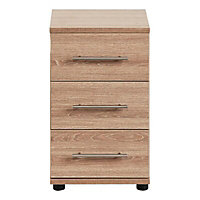 Vermont Brown oak effect 3 Drawer Chest of drawers (H)662mm (W)404mm (D)424mm