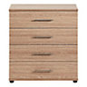 Vermont Brown oak effect 4 Drawer Chest of drawers (H)857mm (W)804mm (D)424mm