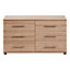 Vermont Brown oak effect 6 Drawer Chest of drawers (H)662mm (W)1204mm (D)424mm