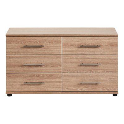 Vermont Brown oak effect 6 Drawer Chest of drawers (H)662mm (W)1204mm (D)424mm