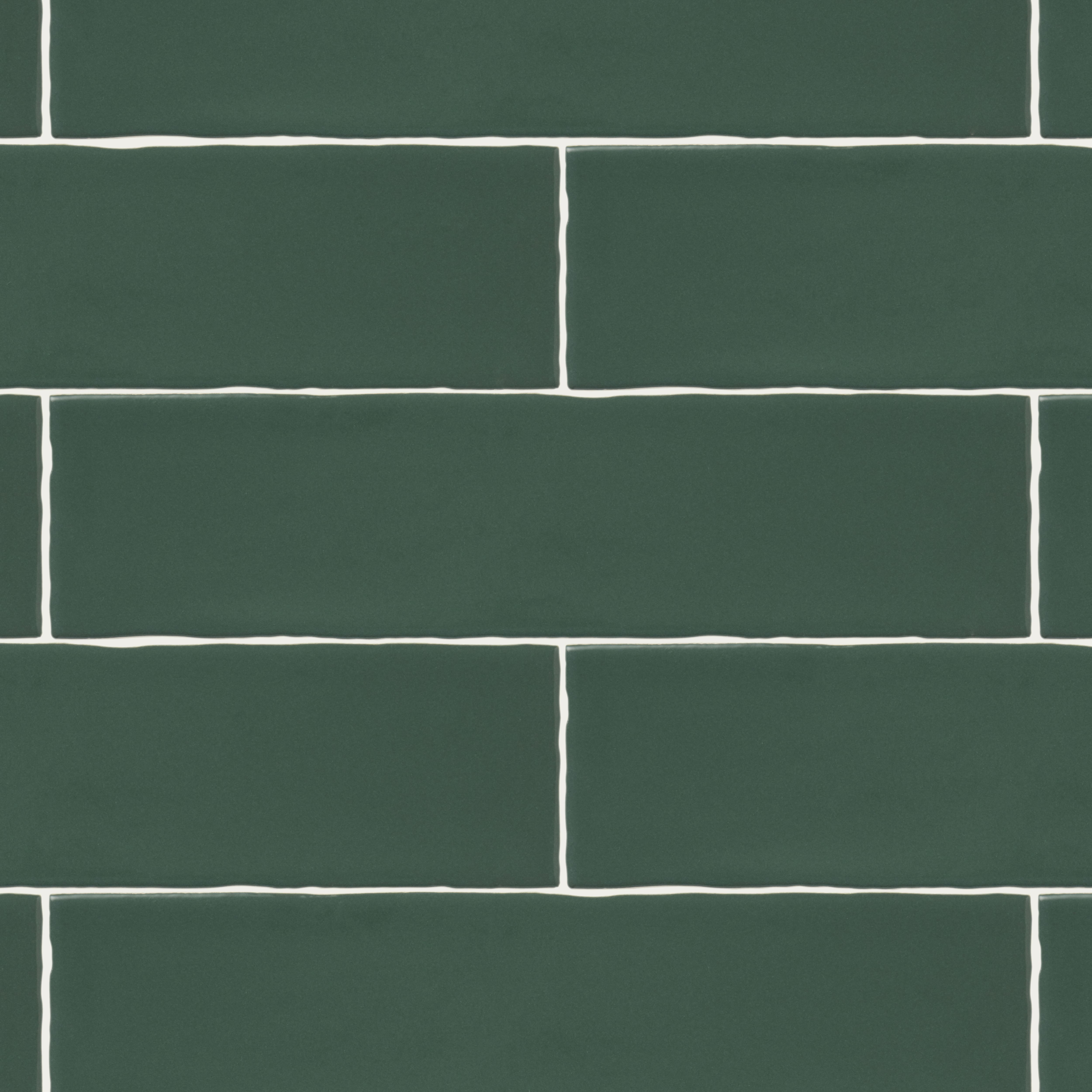 Vernisse Dark green Gloss Plain Embossed Ceramic Indoor Wall Tile
