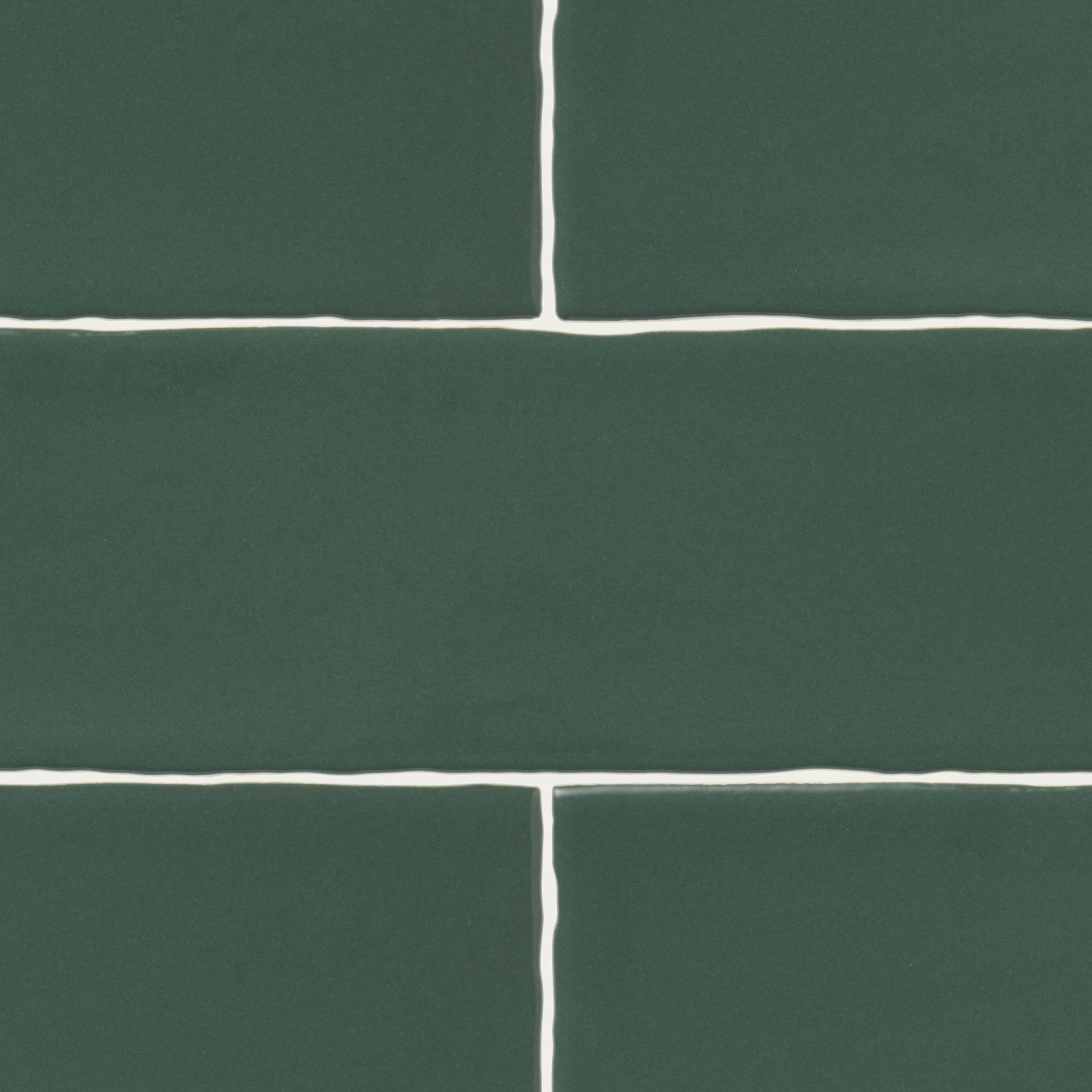 Vernisse Dark green Gloss Plain Embossed Ceramic Indoor Wall Tile - 4