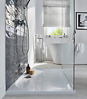 Vernisse Grey Gloss Plain Embossed Ceramic Indoor Wall Tile, Pack of 41, (L)301mm (W)75.4mm