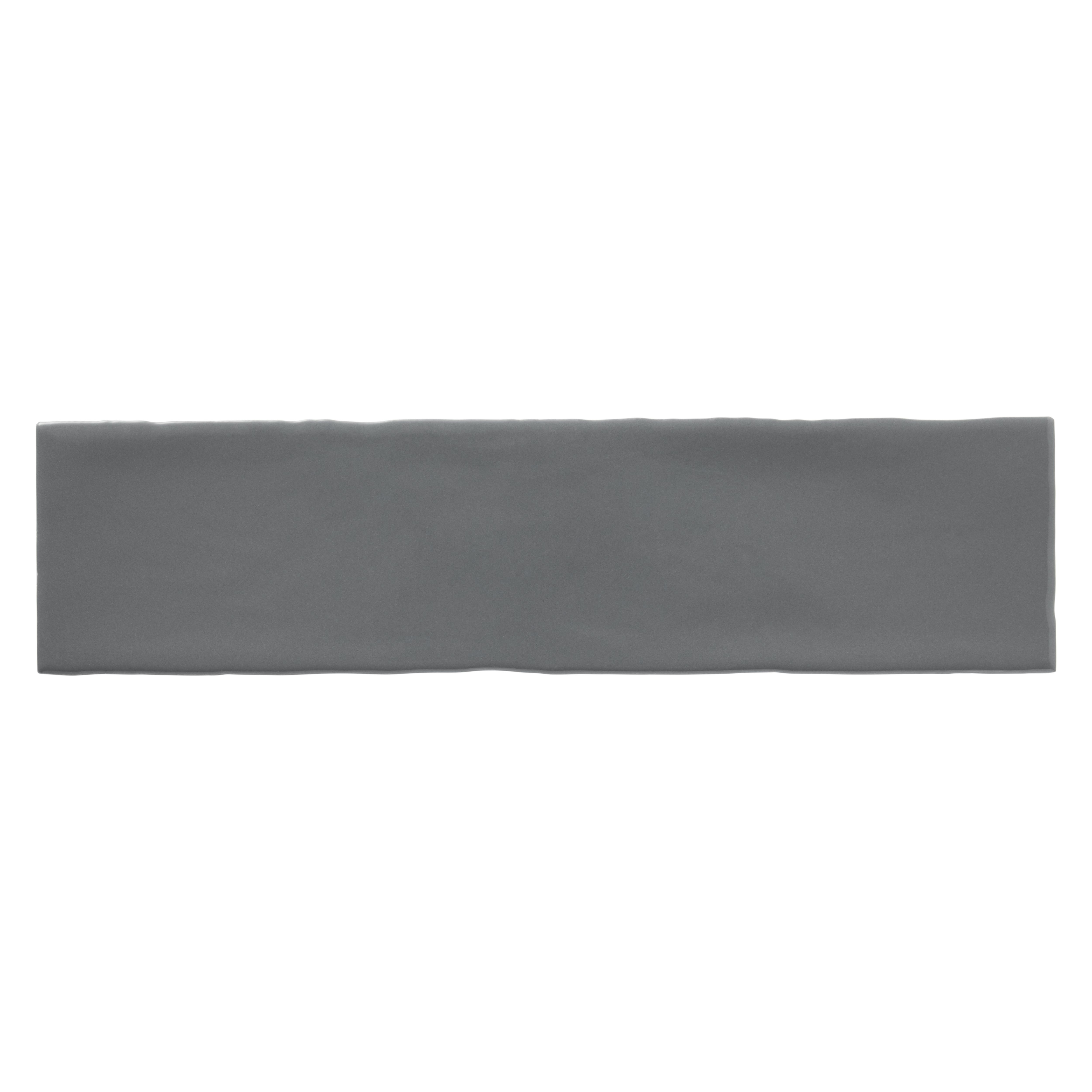 Vernisse Grey Gloss Plain Embossed Ceramic Indoor Wall Tile, Pack of 41, (L)301mm (W)75.4mm