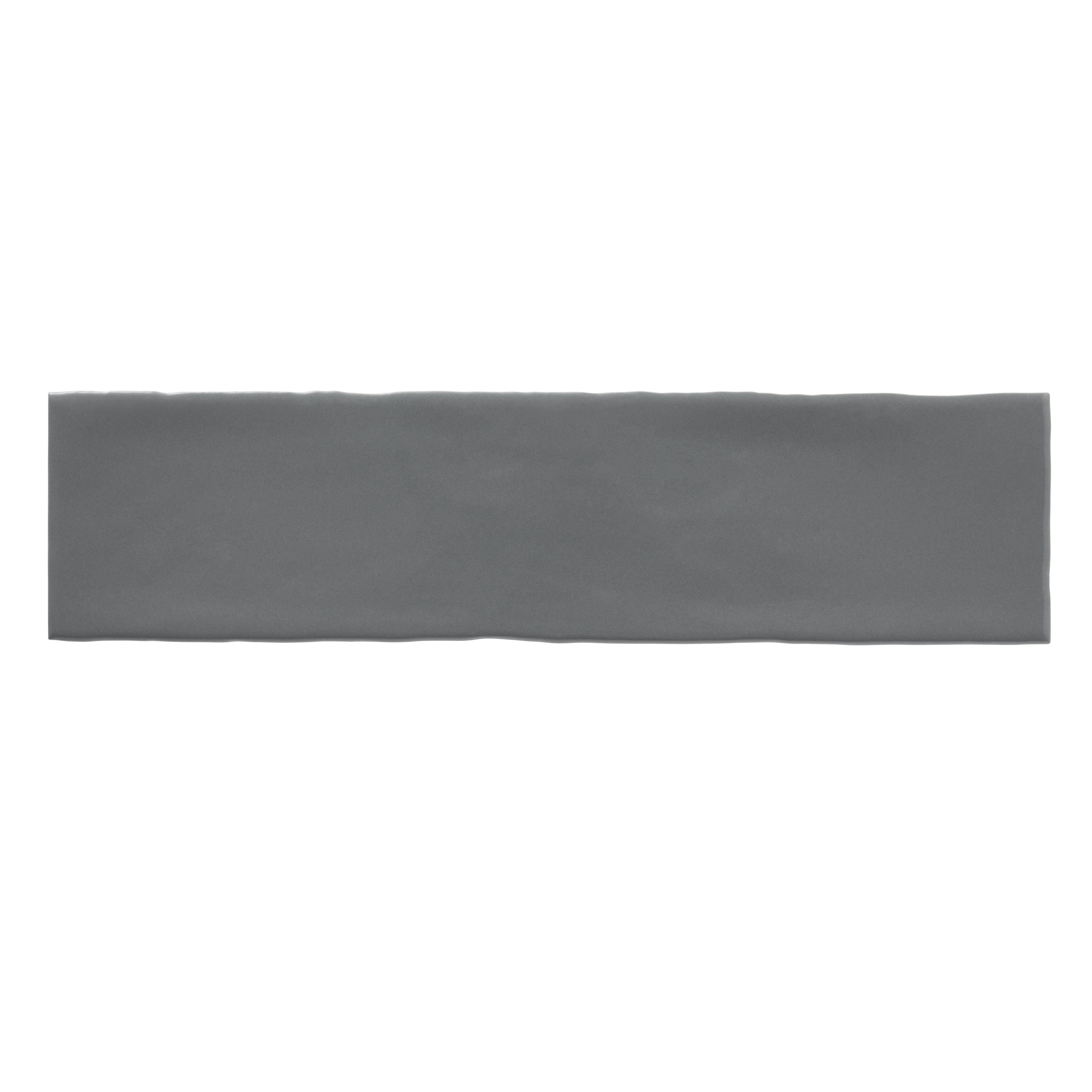 Vernisse Grey Gloss Plain Embossed Ceramic Indoor Wall Tile - 8