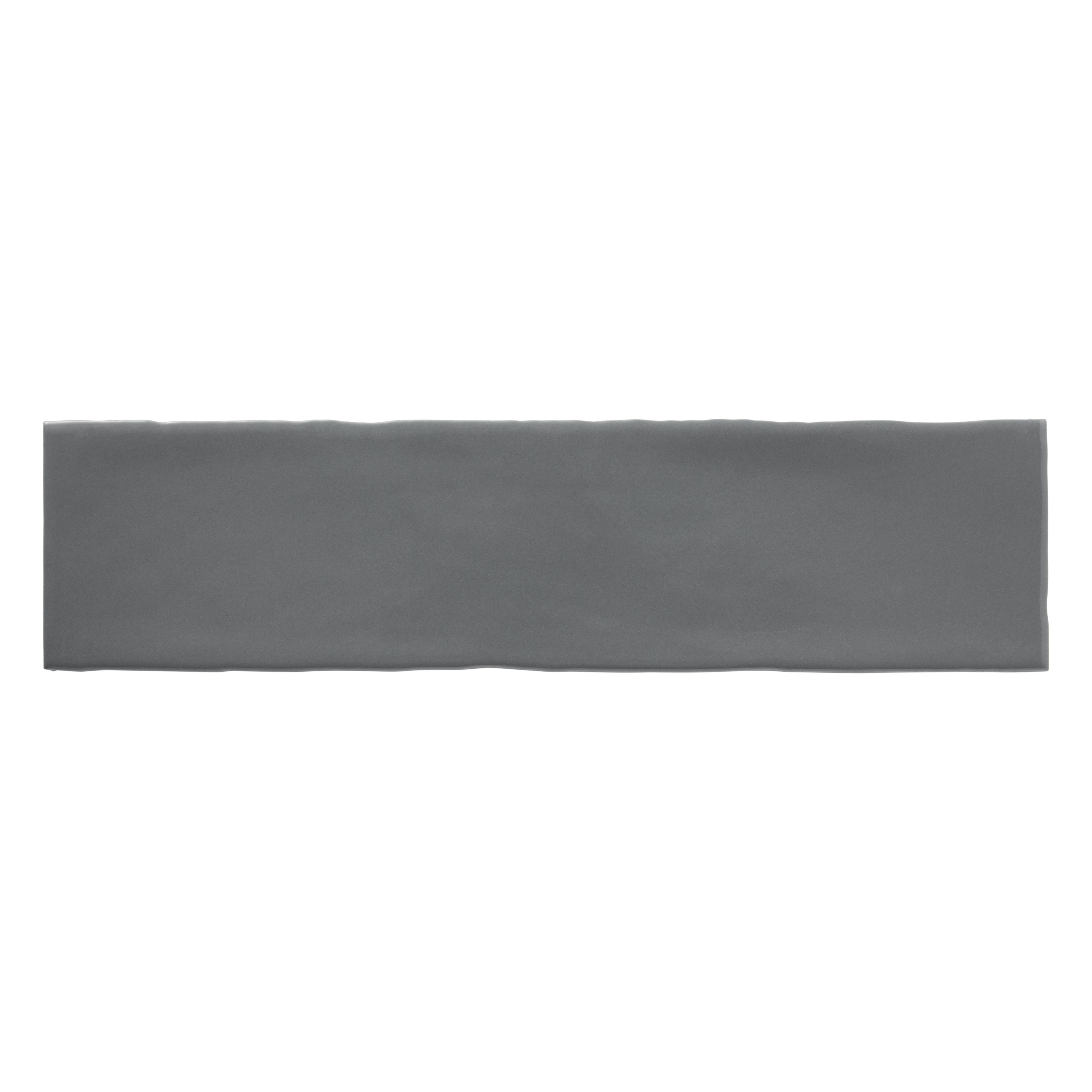 Vernisse Grey Gloss Plain Embossed Ceramic Indoor Wall Tile - 10