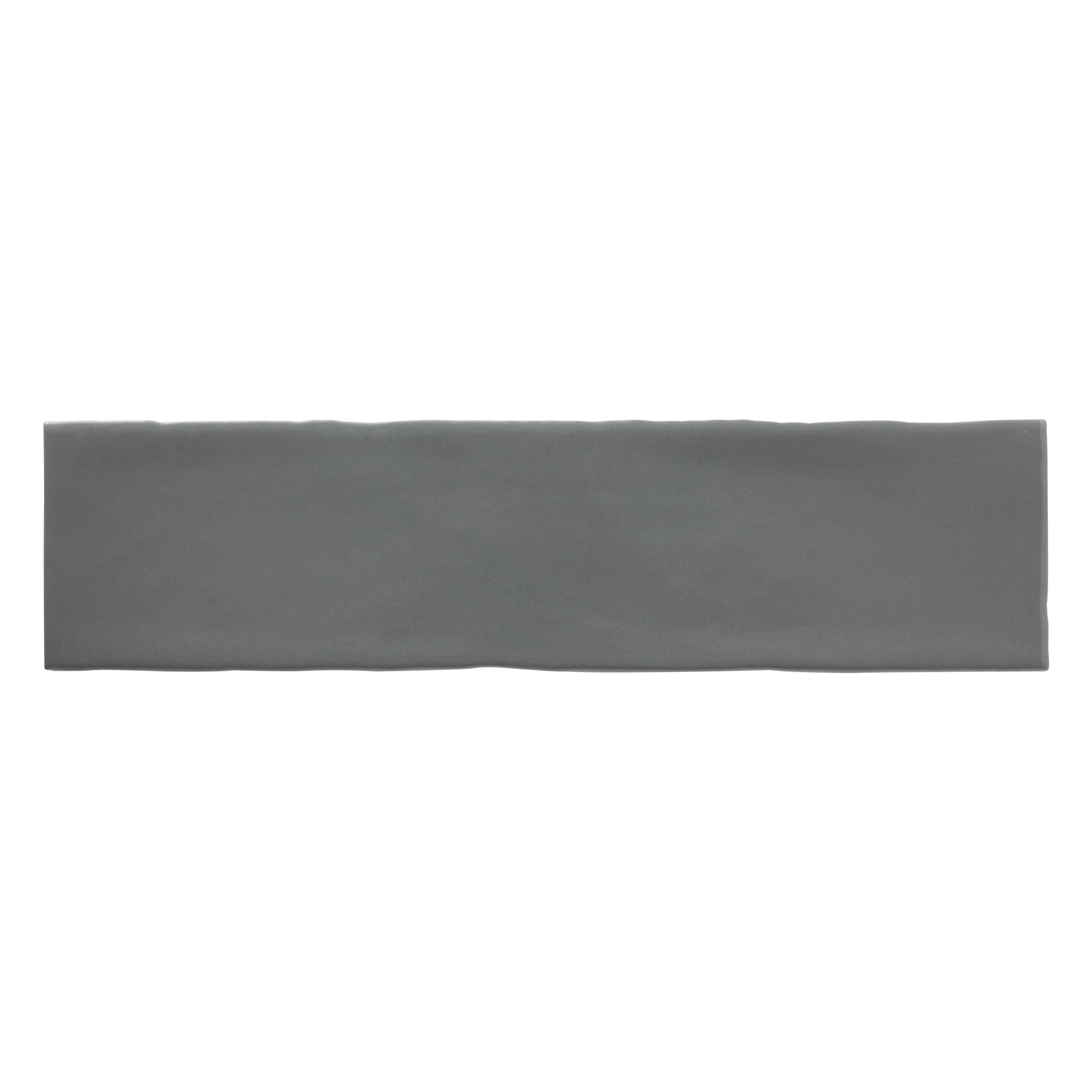 Vernisse Grey Gloss Plain Embossed Ceramic Indoor Wall Tile - 11