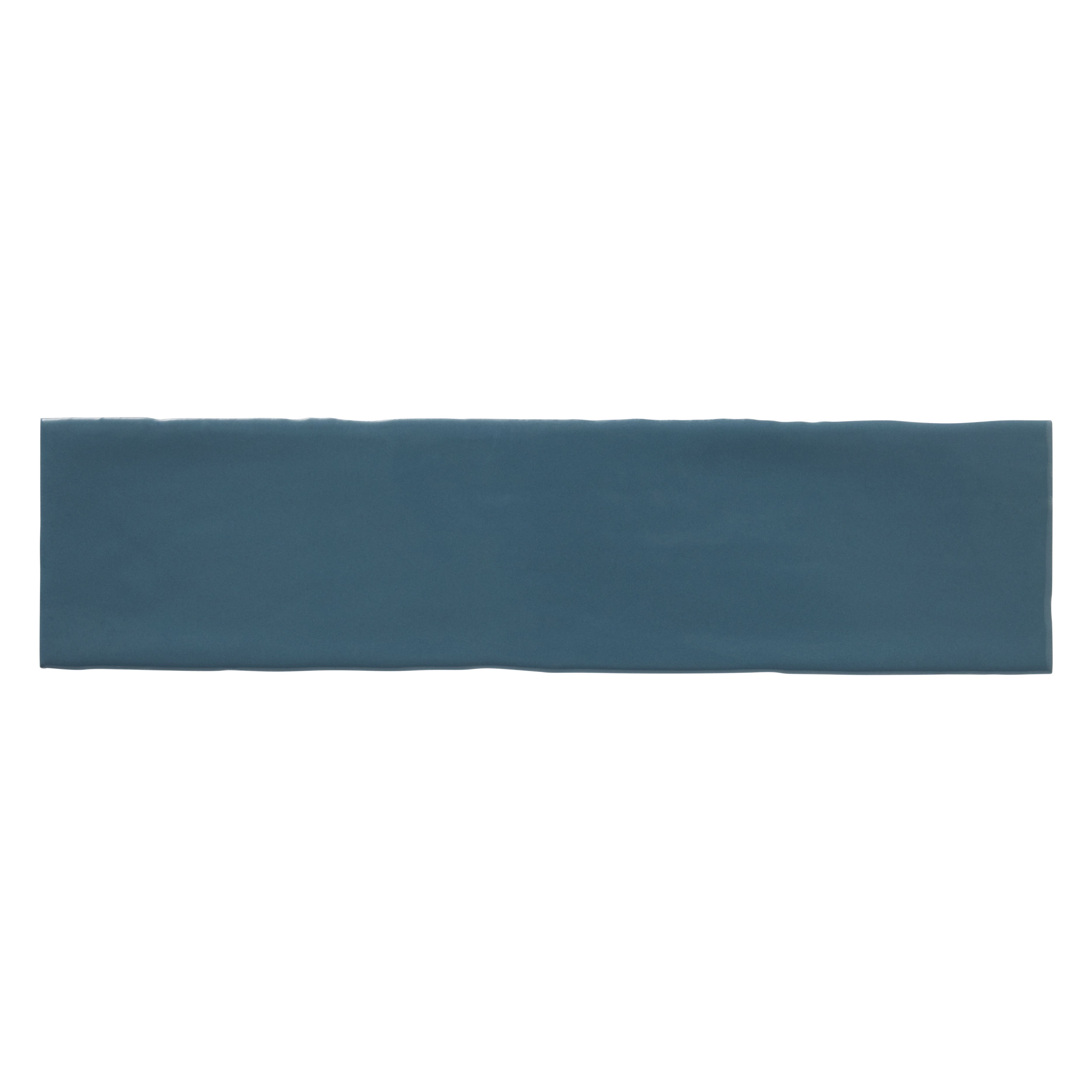 Vernisse Mallard blue Gloss Plain Embossed Ceramic Indoor Wall tile
