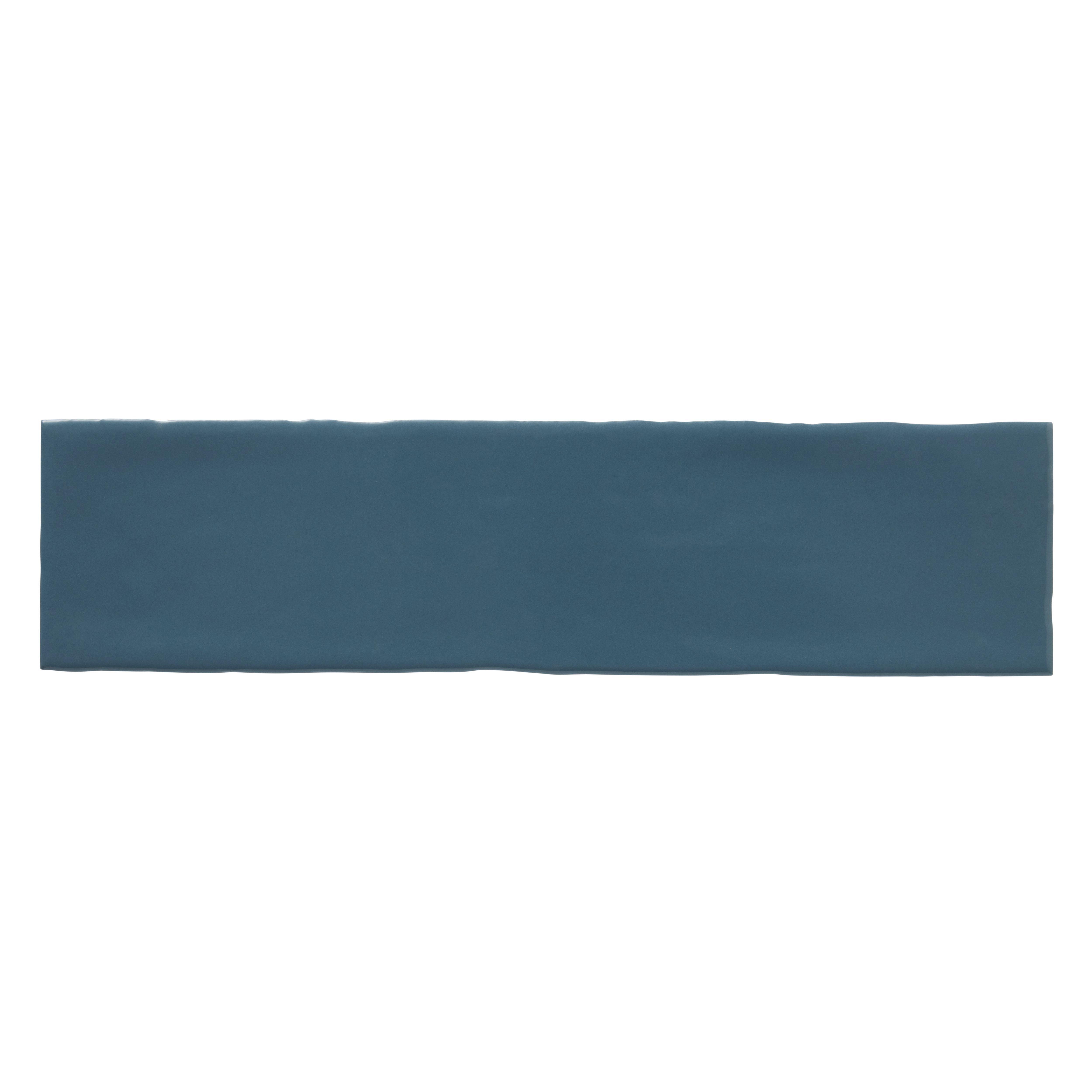 Vernisse Mallard blue Gloss Plain Embossed Ceramic Indoor Wall tile - 8