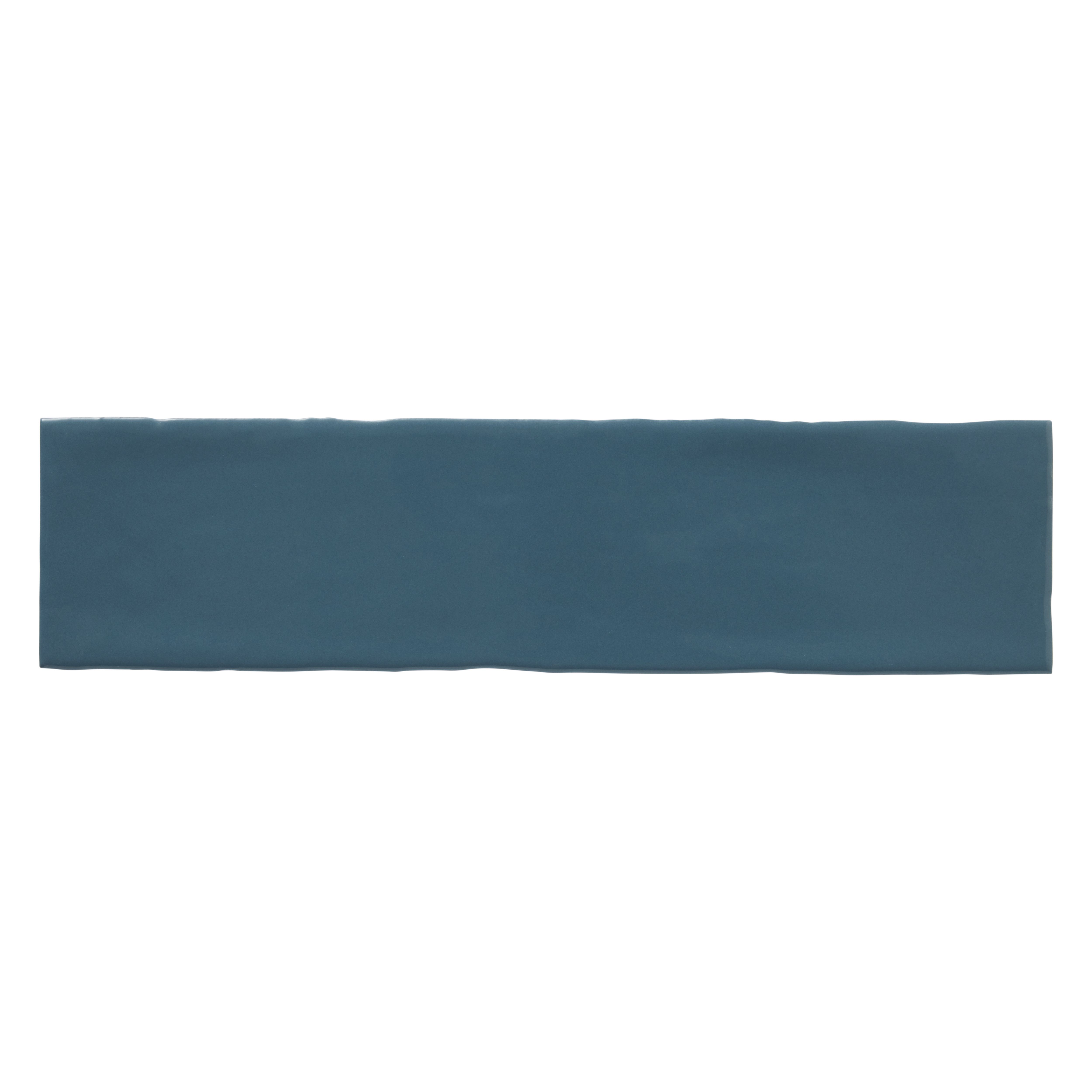 Vernisse Mallard blue Gloss Plain Embossed Ceramic Indoor Wall tile - 11