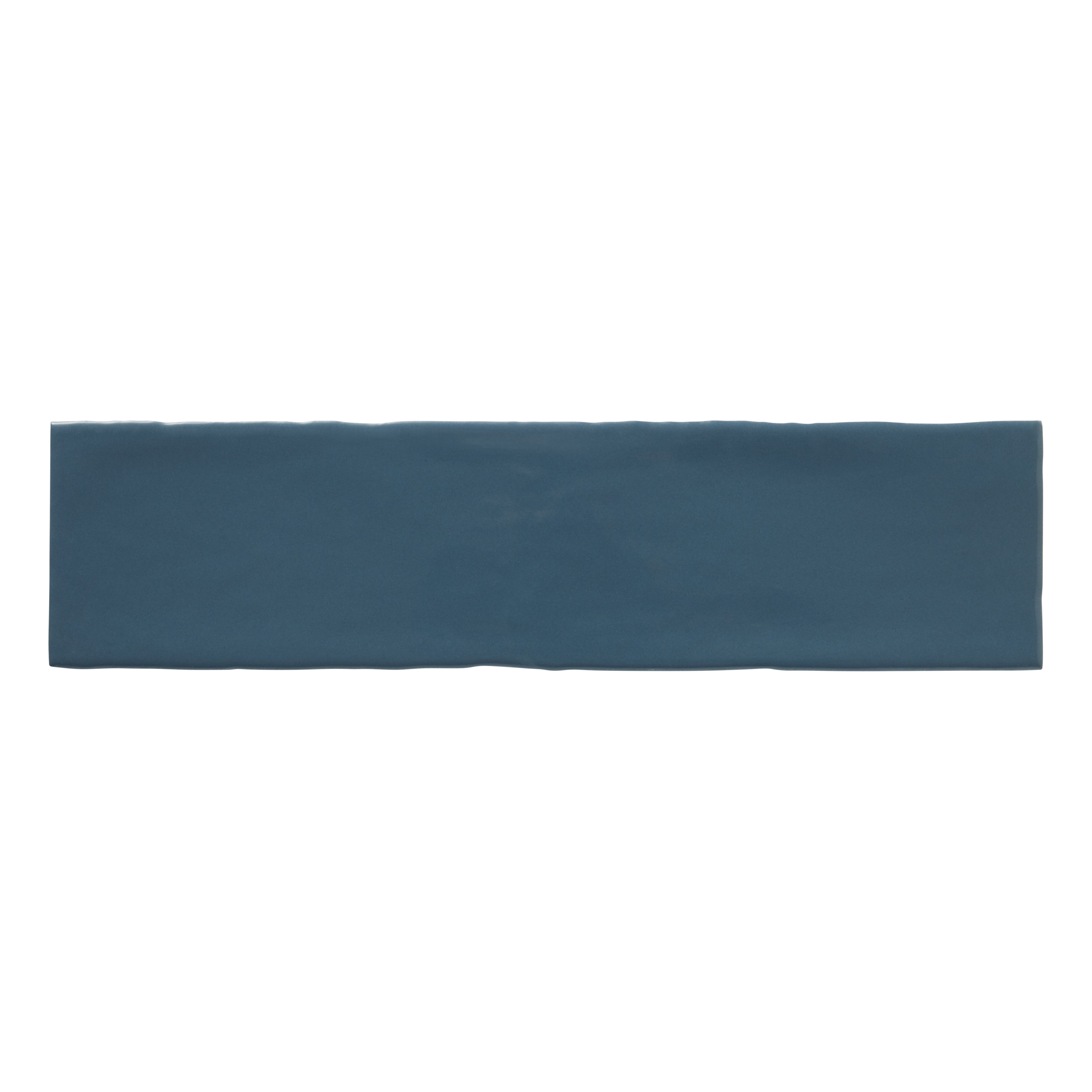 Vernisse Mallard blue Gloss Plain Embossed Ceramic Indoor Wall tile - 12
