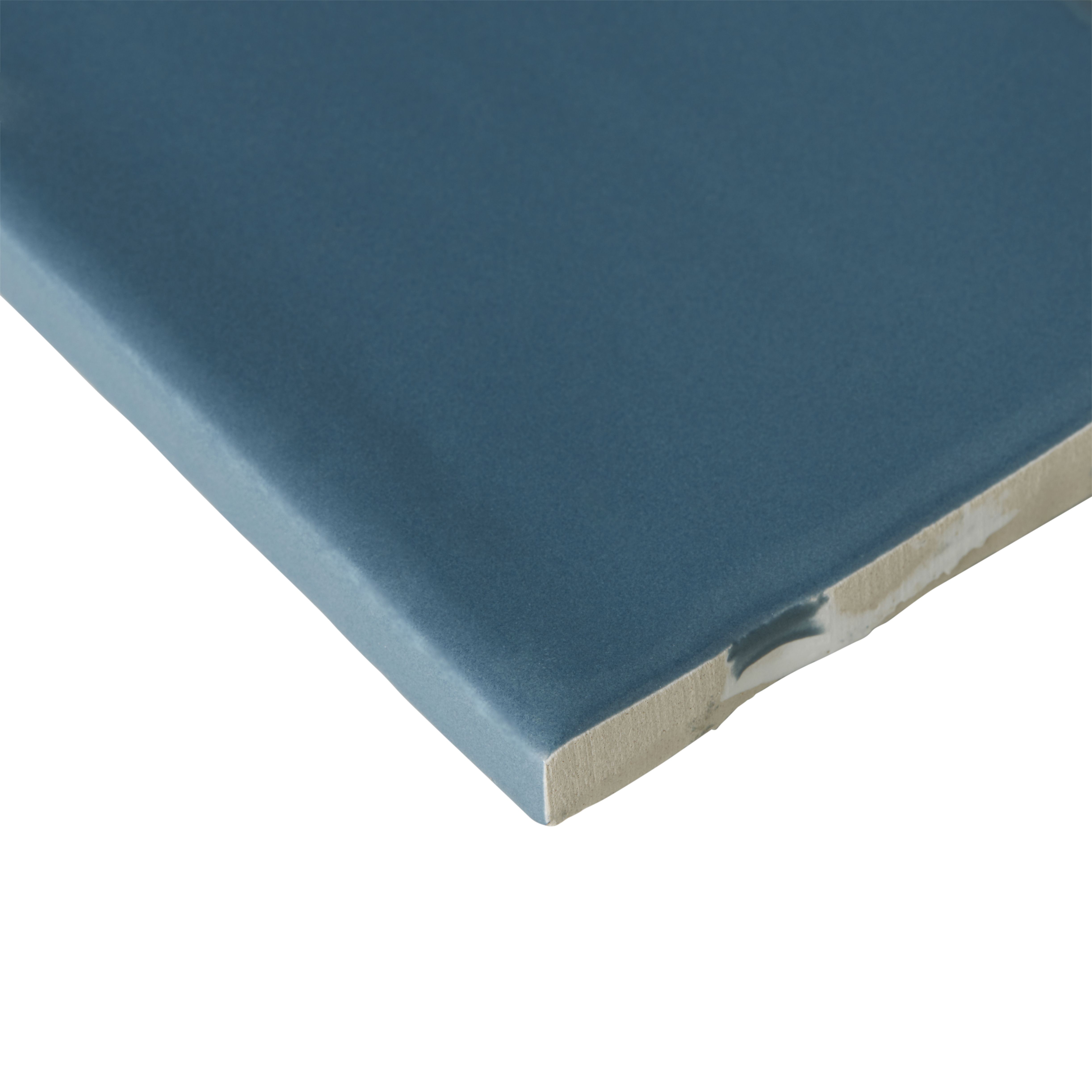 Vernisse Mallard blue Gloss Plain Embossed Ceramic Indoor Wall tile - 3