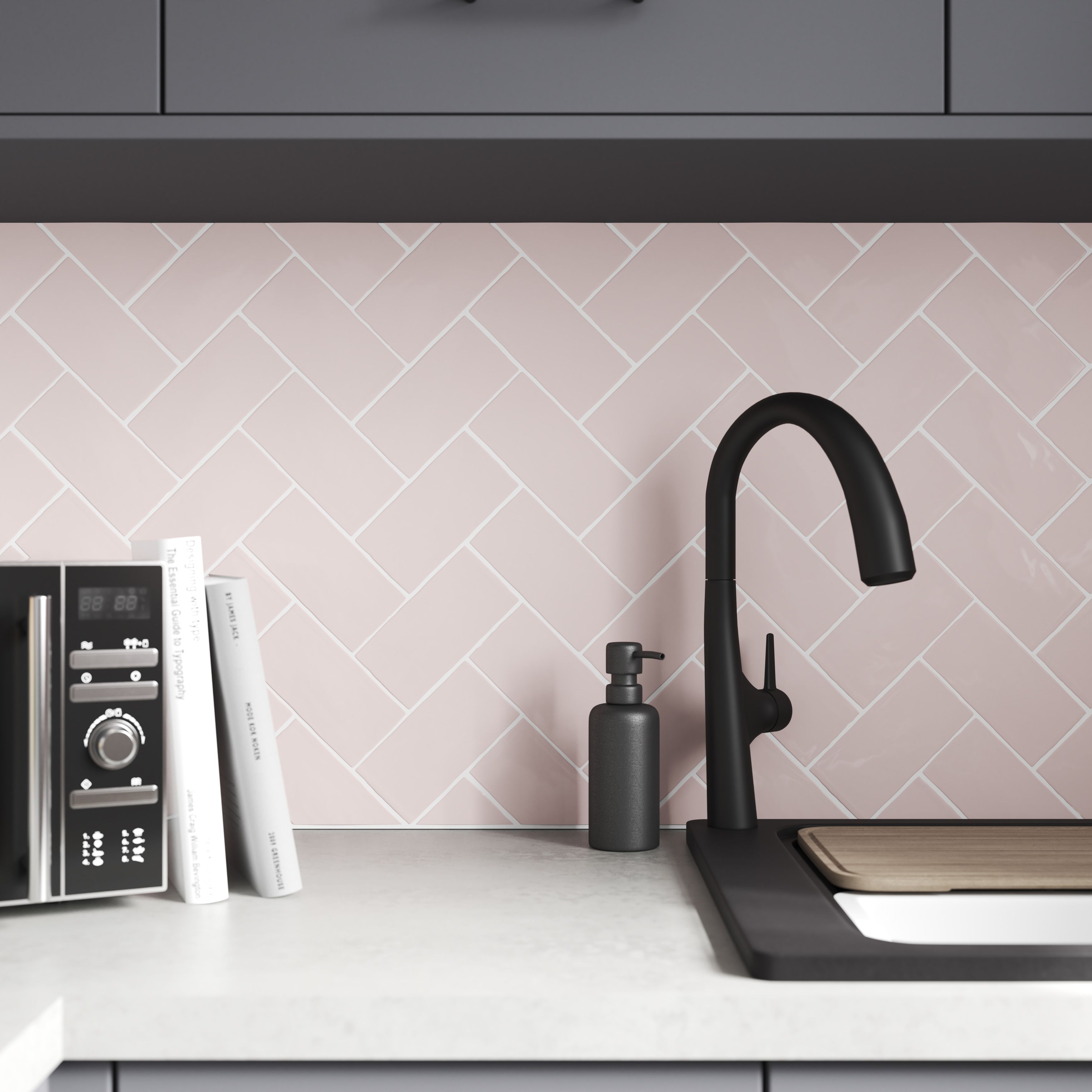 Vernisse Mauve chalk Gloss Plain Ceramic Wall Tile