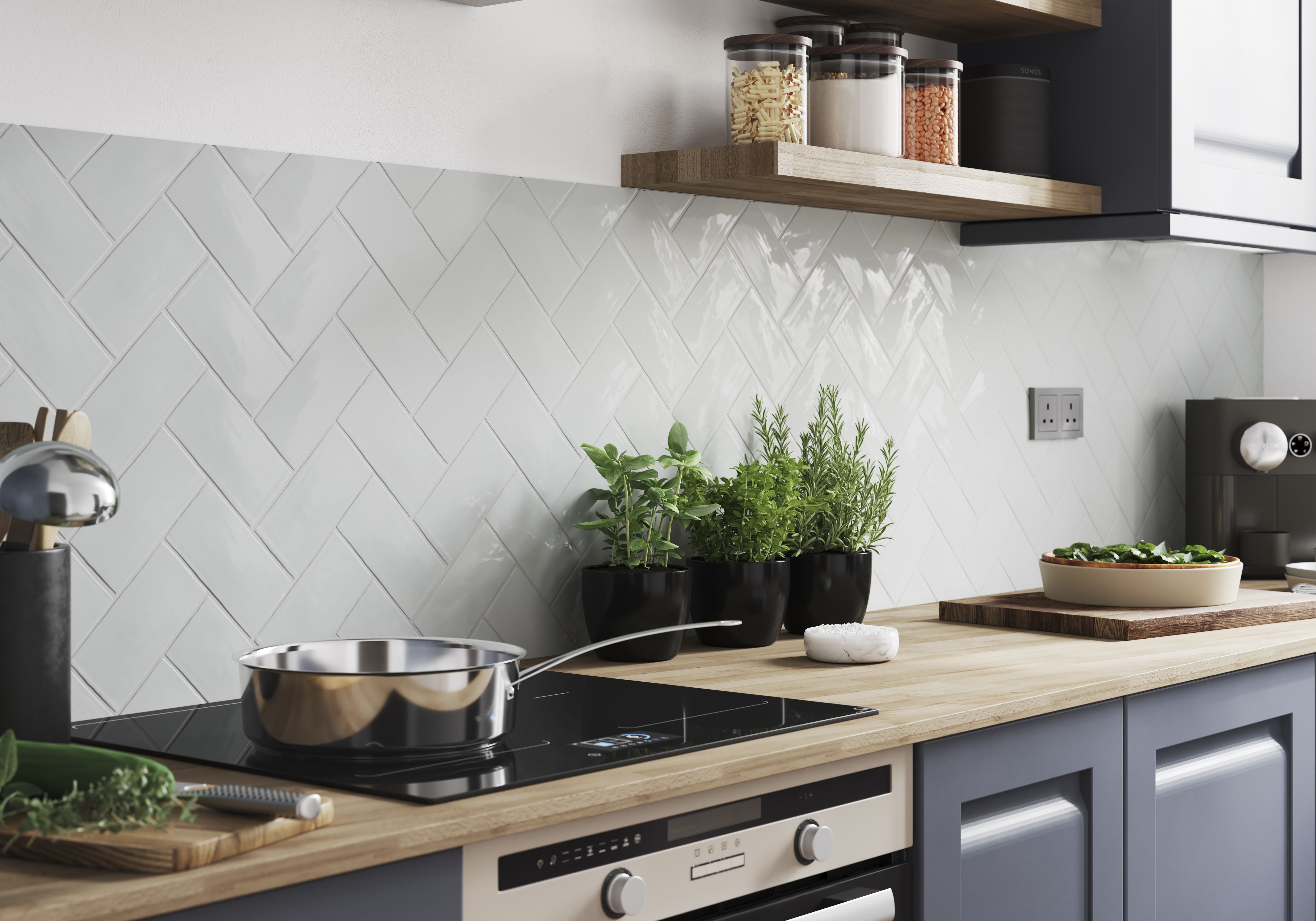 Vernisse Nimbus cloud Plain Ceramic Wall tile - 7