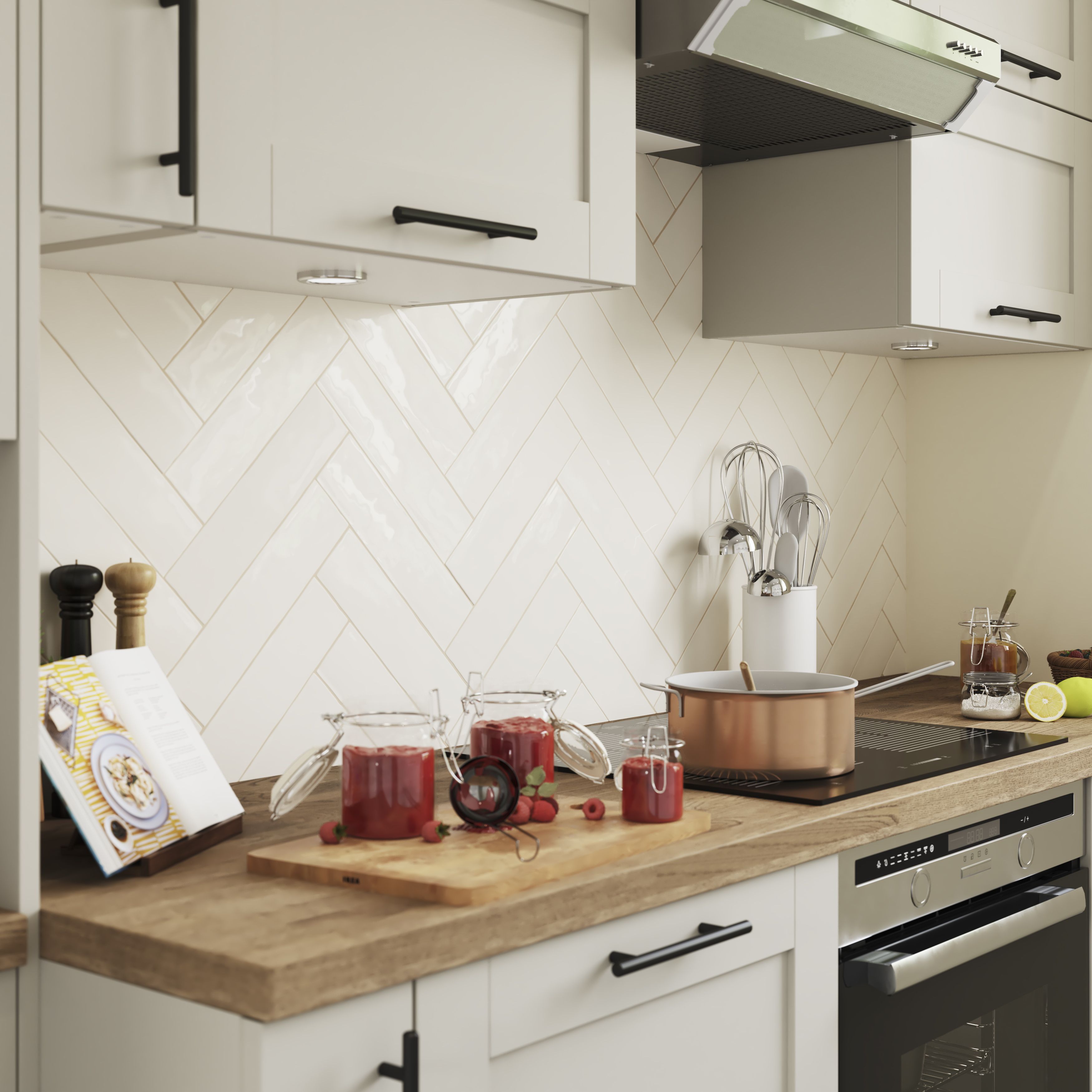 Vernisse Off white Gloss Ceramic Indoor Wall Tile Sample