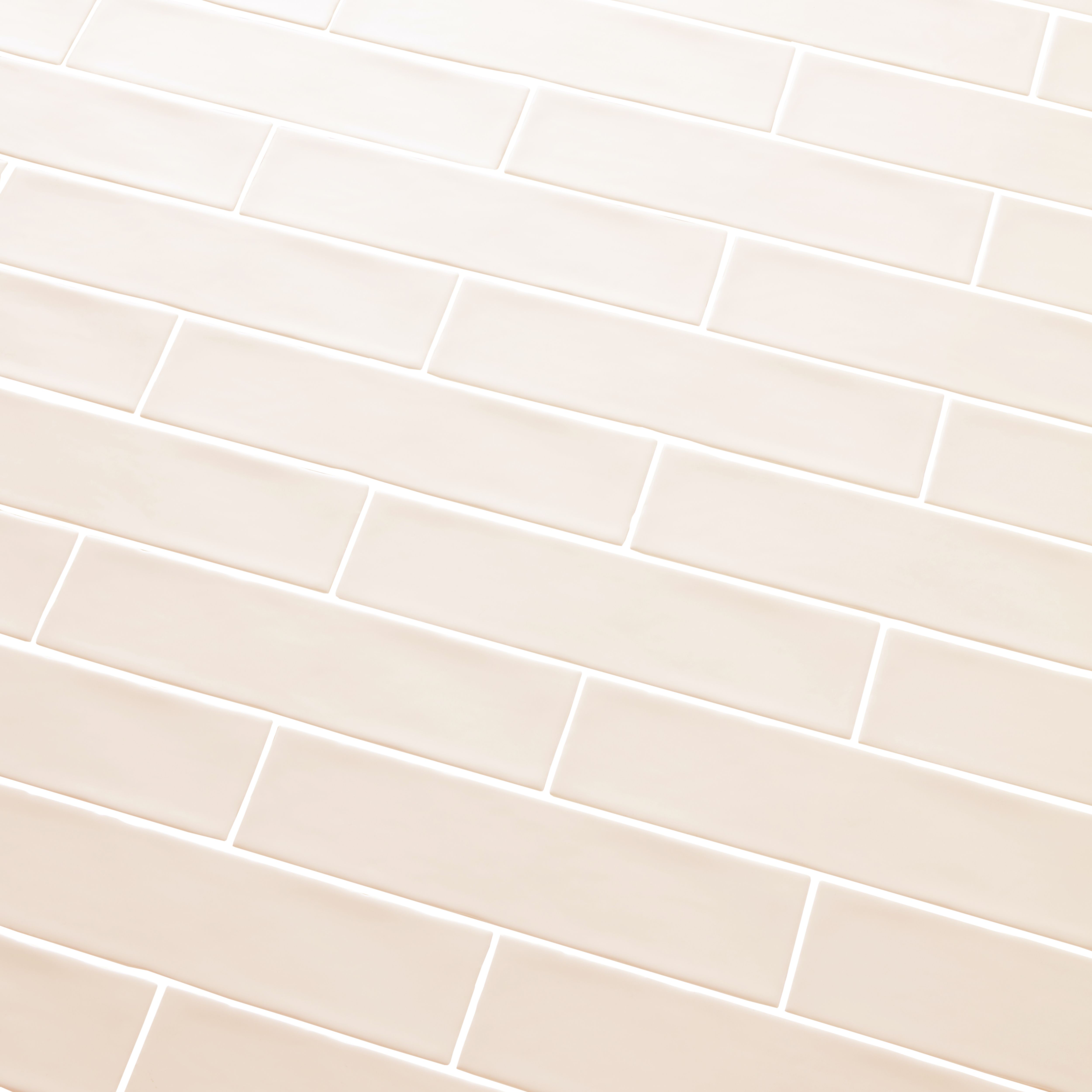 Vernisse Off white Gloss Plain Embossed Ceramic Indoor Wall Tile, Pack of 41, (L)301mm (W)75.4mm